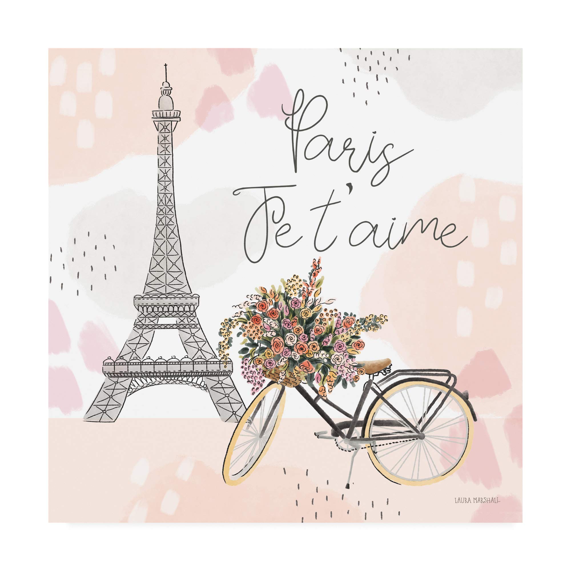 Laura Marshall Sweet Paris II Framed Art Print - 18x18 Inches - Romantic Parisian Wall Decor for Living Room, Bedroom & Office