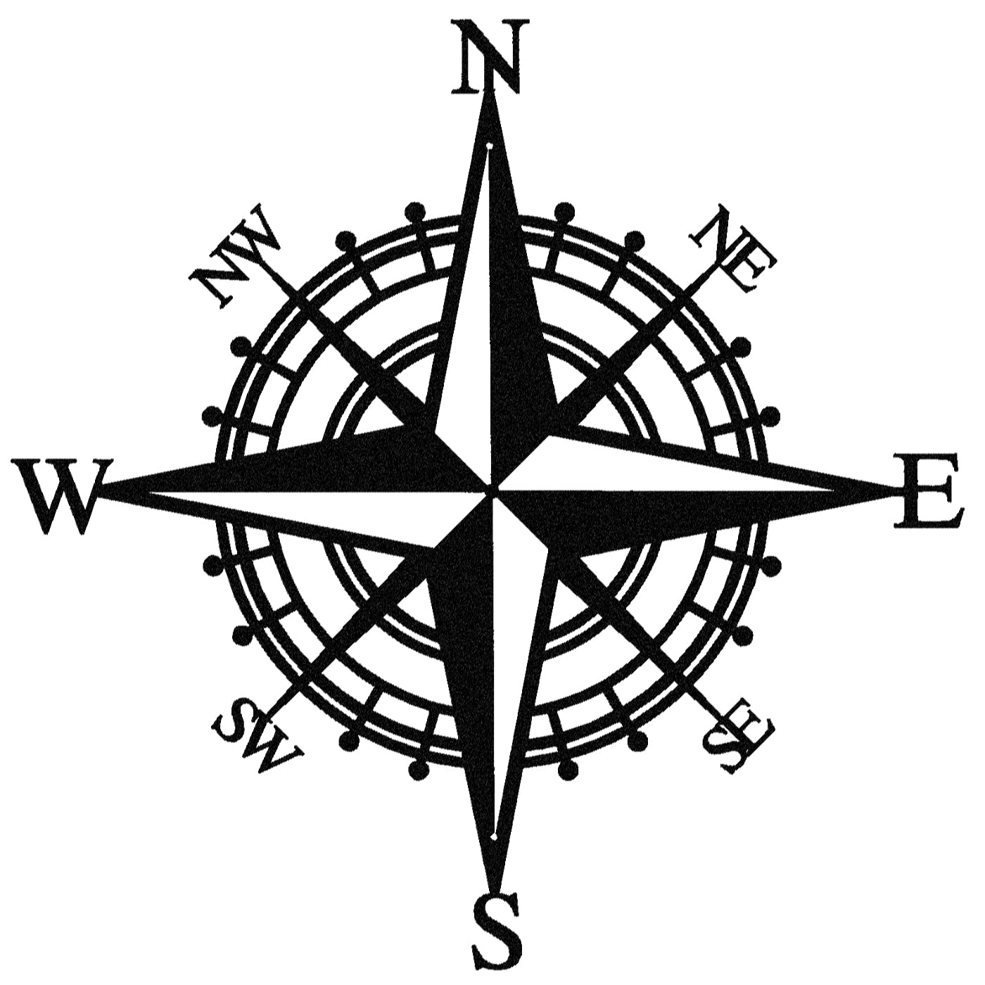 Black Metal Nautical Compass Wall Decor - 43cm Decorative Compass for Living Room, Office, Porch, Garden, Patio | Perfect for Coastal, Nautical & Travel Themed Home Decor