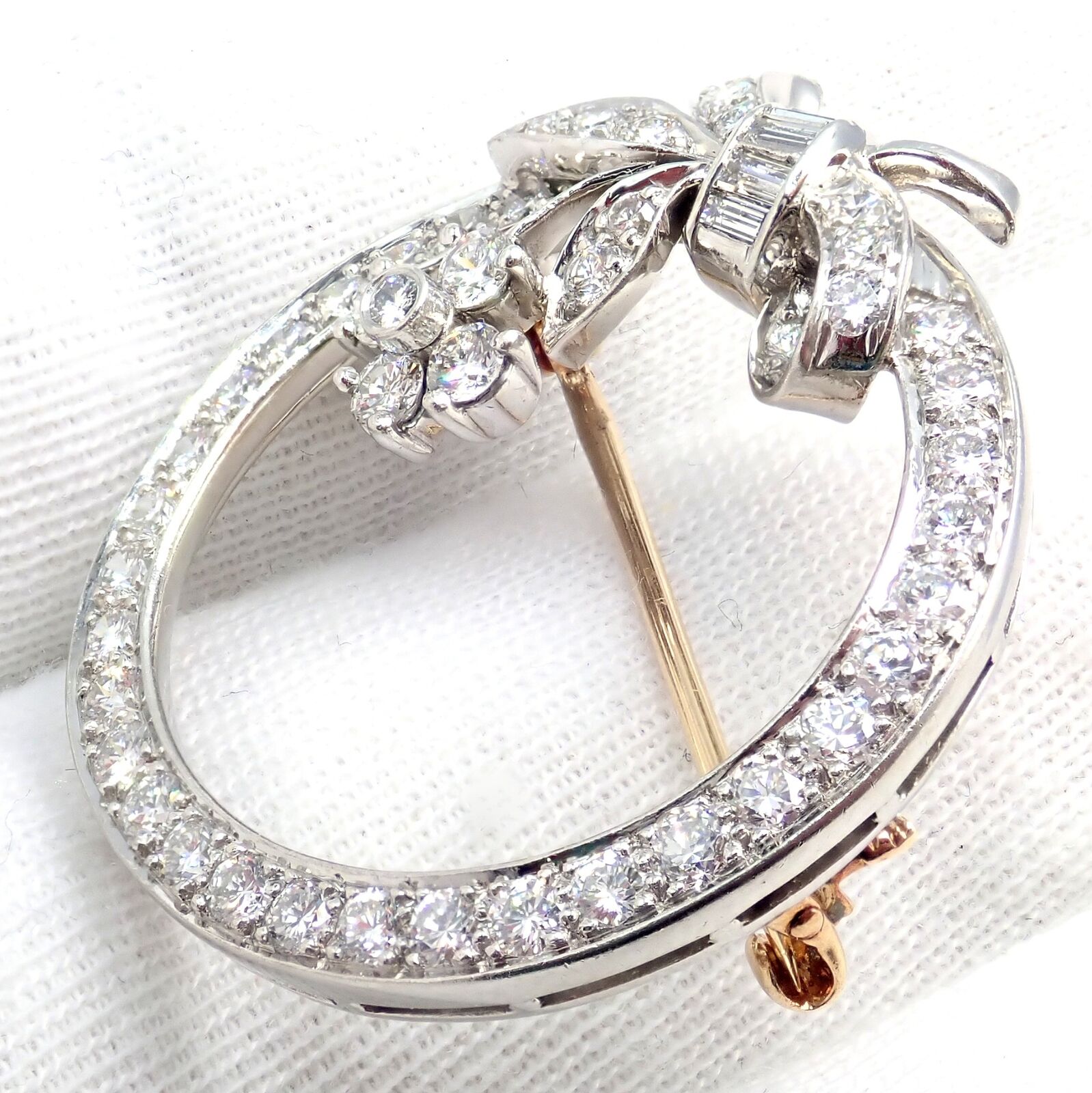 Authentic Tiffany & Co. Vintage 1920's Platinum Circle Pin Brooch with 2.1ct Diamonds - Elegant Antique Jewelry for Collectors & Special Occasions