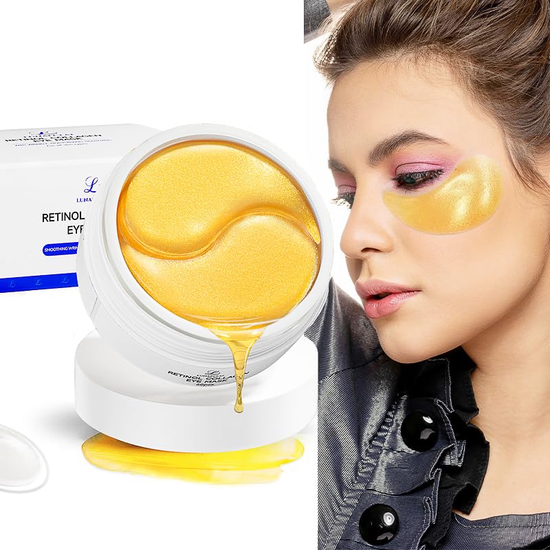 **Retinol Collagen Eye Masks (30 Pairs, Gold) – Anti-Wrinkle & Brightening Under Eye Treatment for Dark Circles & Puffiness – Skincare for Men & Women – Perfect for Night Routine & Travel**