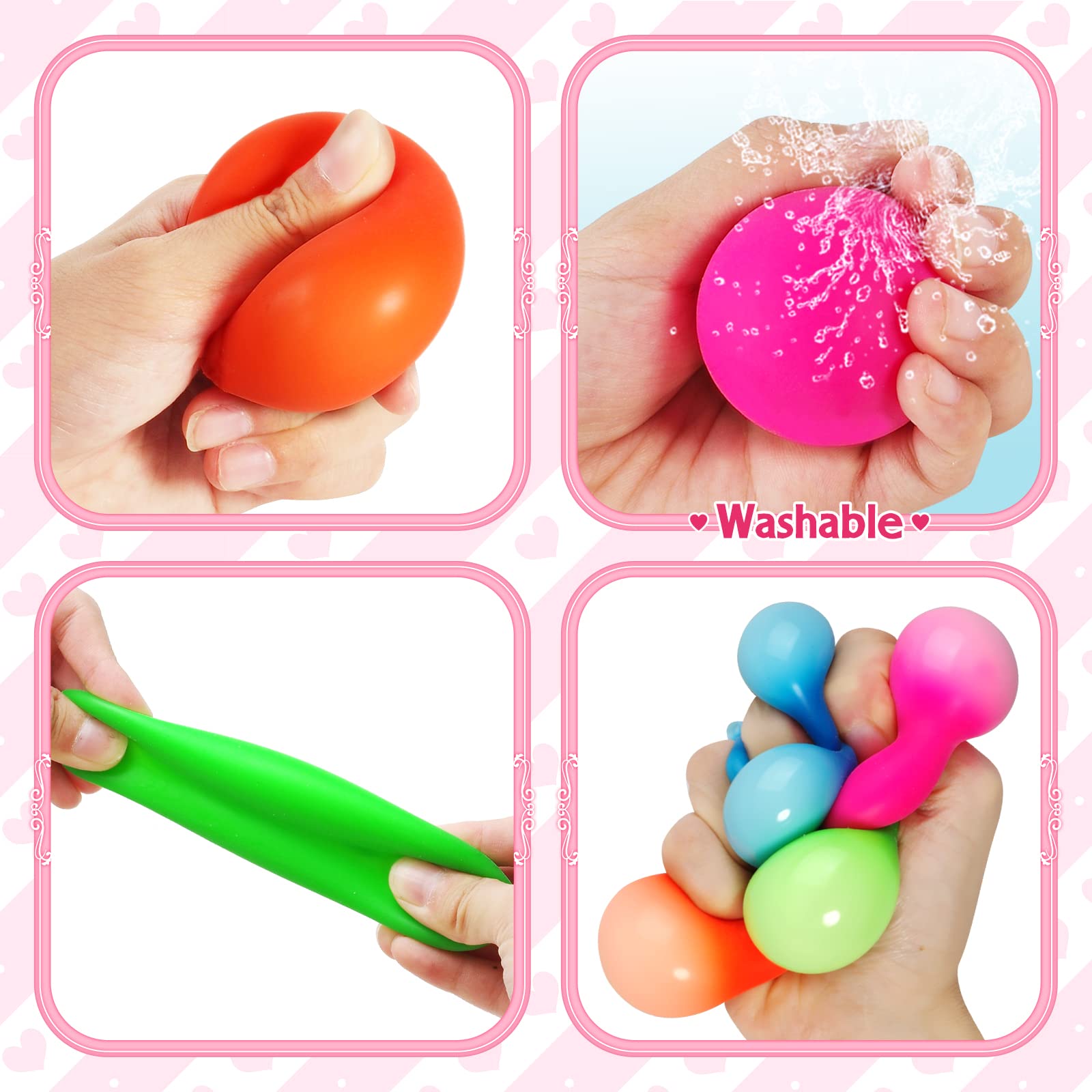 28 Pack Valentine's Day Cards for Kids with Stretchy Ball Set - Sensory Squeeze Fidget Toys for Classroom Exchange, Party Favors & Stress Relief (Great for Valentine's Gifts, School Activities & Anxiety Relief)