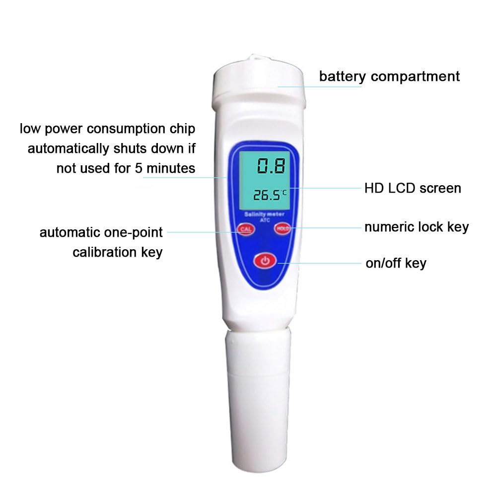 Portable Salinity Refractometer 0-10% with LCD Screen & Automatic Temperature Compensation - Digital Saltwater Tester for Aquariums, Food Testing, Fishing, and Scientific Research | Perfect for Seawater Analysis, Home Brewing, and Marine Biology Studies
