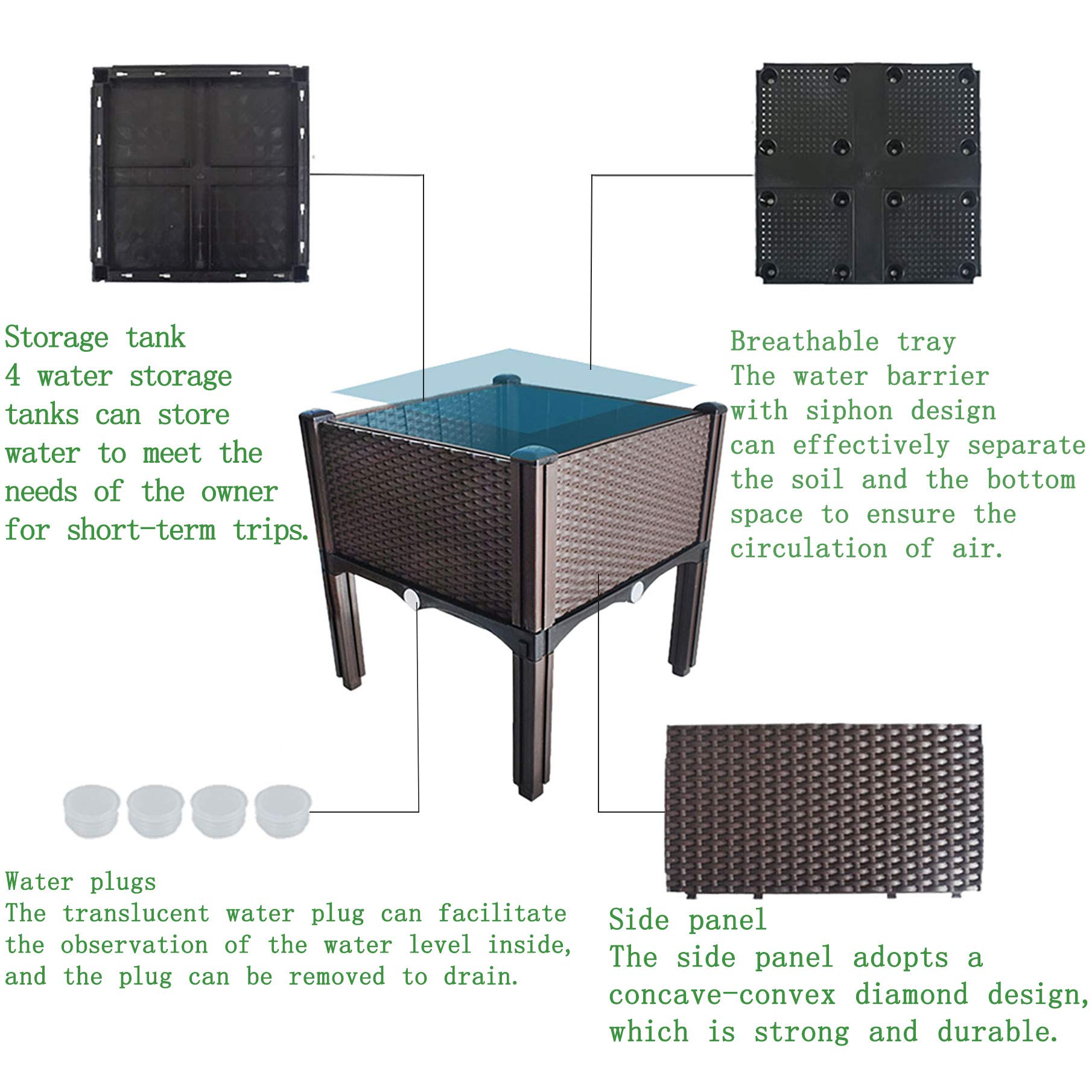 Elevated Raised Garden Bed Kit - 2-Piece Set for Growing Flowers, Vegetables & Plants | Indoor/Outdoor Gardening Solution | Brown Planter Box for Patio, Balcony & Backyard