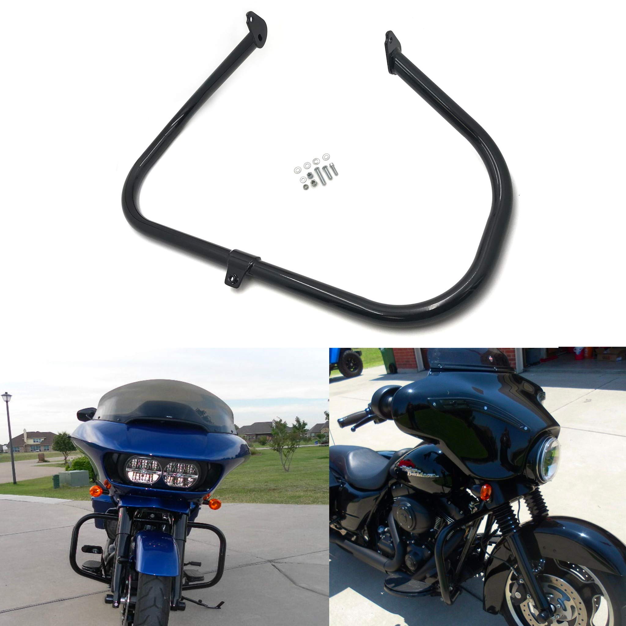 XKMT Harley Davidson Black Engine Guard Compatible for 2009-2019 Touring, Street Glide, Road King Models - Durable Motorcycle Protection for Long Rides & Cruising