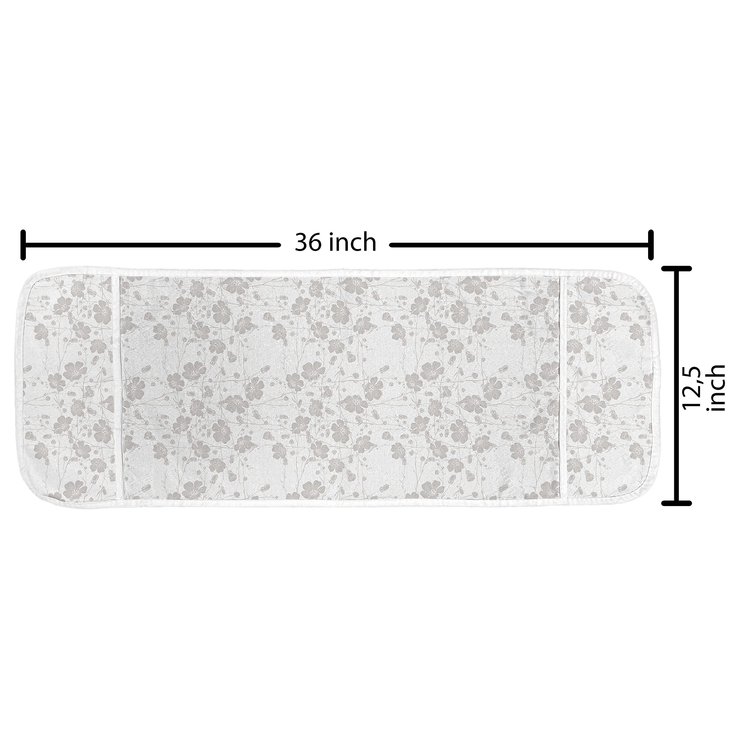 Ambesonne Grey Microwave Oven Cover - Hand Drawn Peonies Floral Design, Waterproof Kitchen Organizer with Pockets, 36