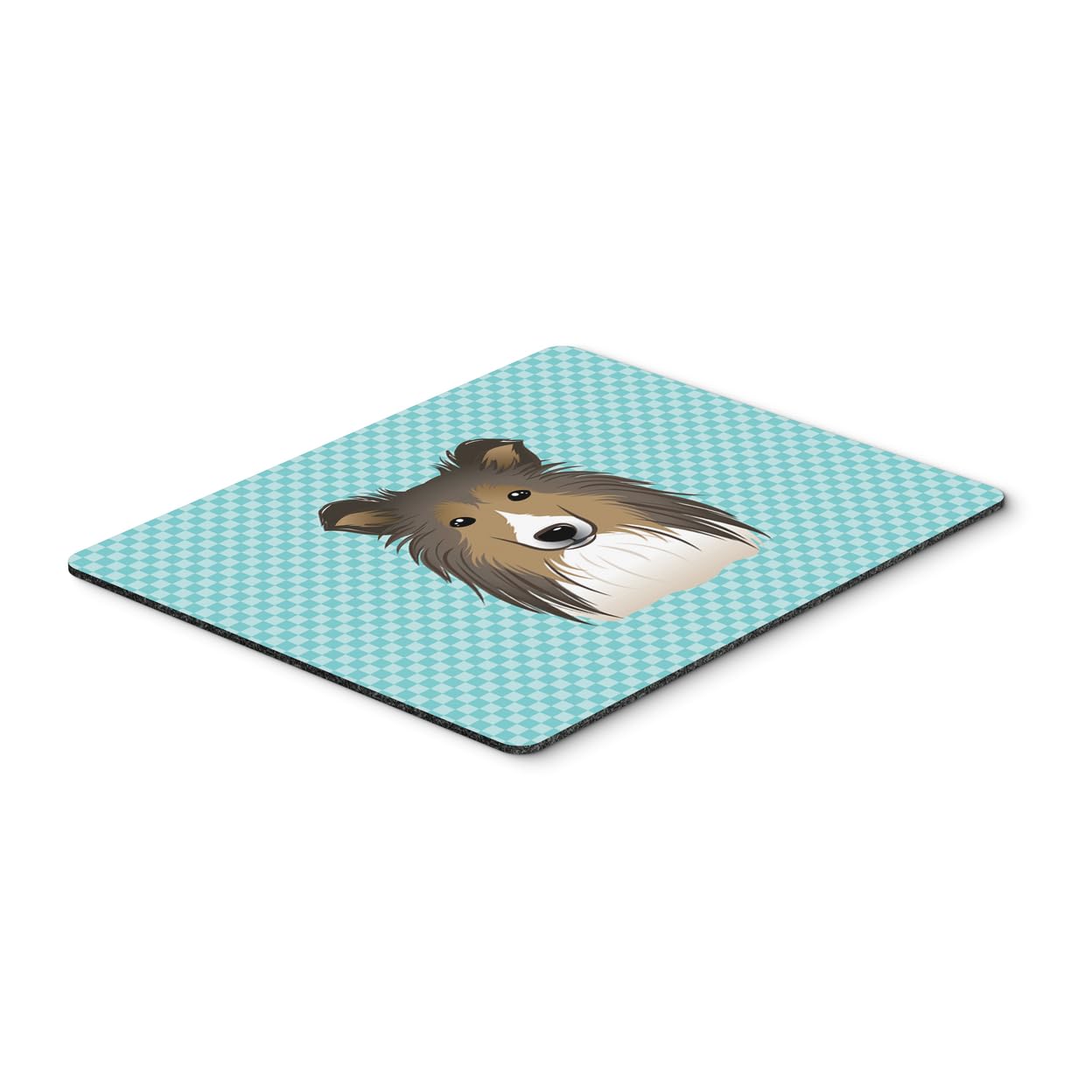 Blue Sheltie Checkerboard Mouse Pad & Trivet - Washable Large Desk Mat for Home Office, Gaming, and Laptop Use | Caroline's Treasures BB1180MP | Perfect for Workstations, Hot Drink Protection, and Computer Setups