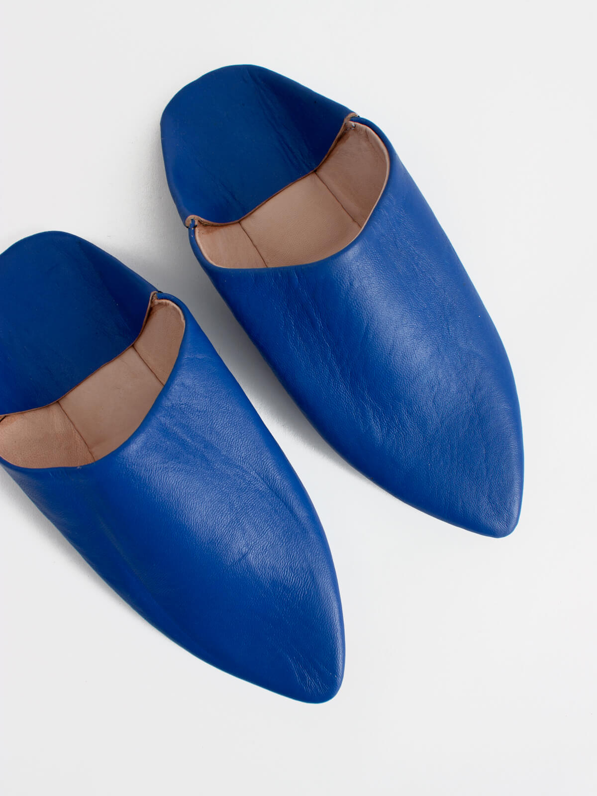 Authentic Moroccan Classic Pointed Babouche Slippers - Handmade Leather House Shoes in Cobalt Blue | Perfect for Home, Lounge & Cultural Fashion