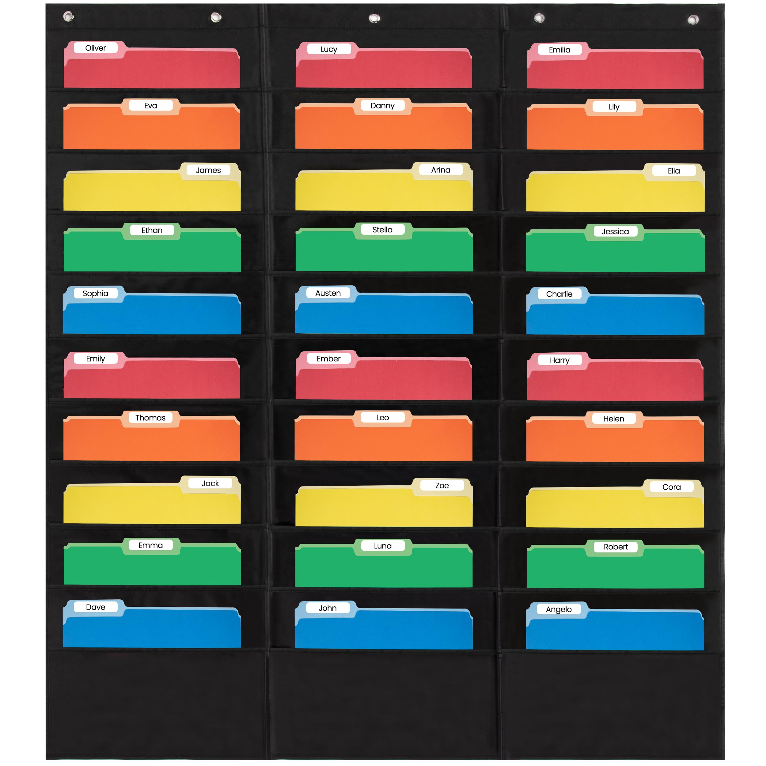 Essex Wares - 30 Pocket Wall File Organizer Chart, Black, 42