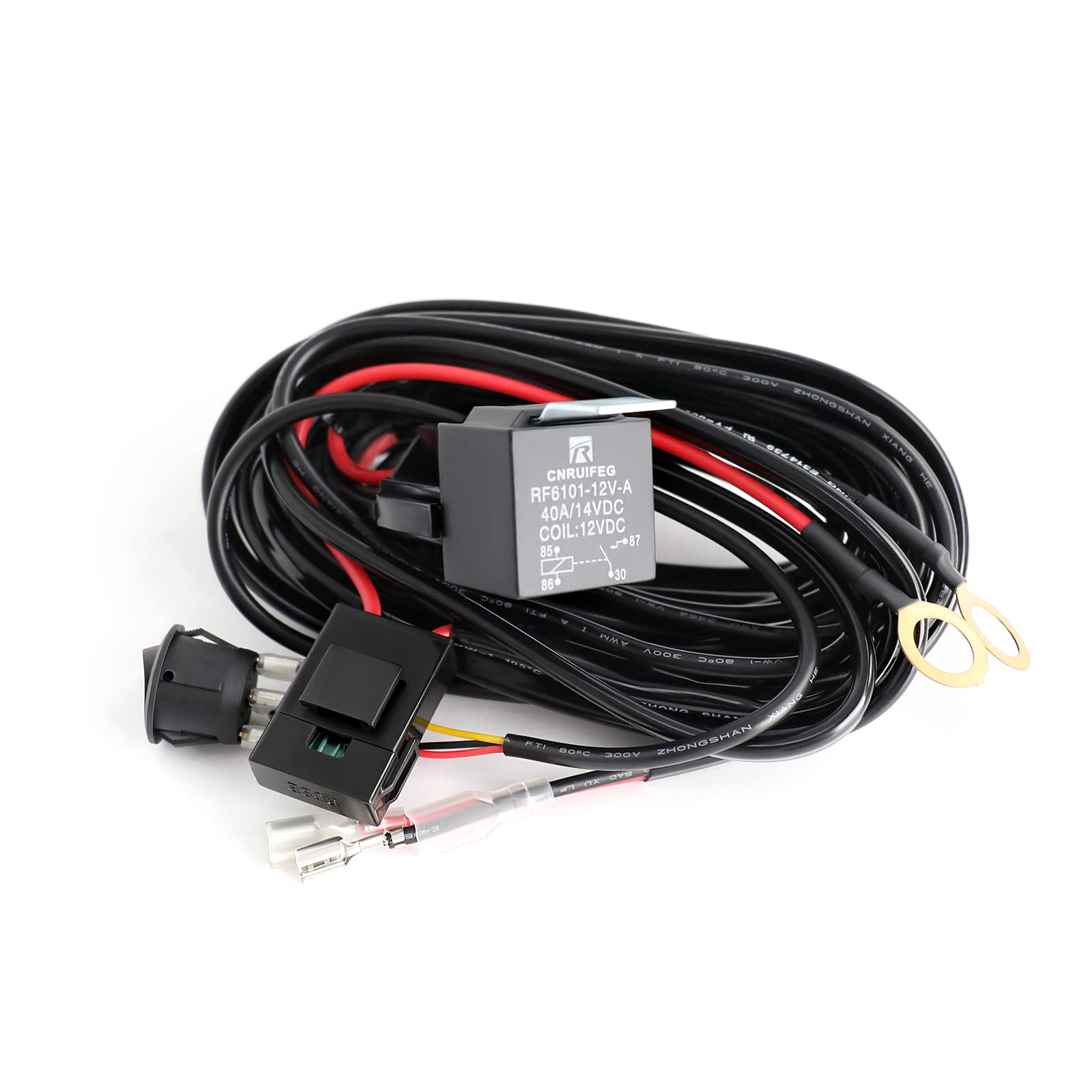 CO LIGHT 12V 16AWG LED Light Bar Wiring Harness Kit with Switch Relay - 1 Lead Wire Harness for Offroad LED Pods, Fog Lights & Driving Lights | Perfect for Jeep, Truck, ATV & Off-Road Vehicle Lighting Upgrades