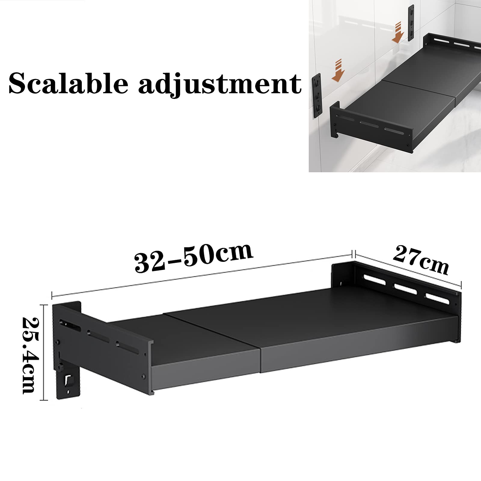 Universal Adjustable Stainless Steel Microwave Oven Rack - Wall Mounted Kitchen Storage Shelf for Microwave, Retractable Metal Bracket Holder | Perfect for Small Kitchens, Apartments & Space-Saving Storage Solutions