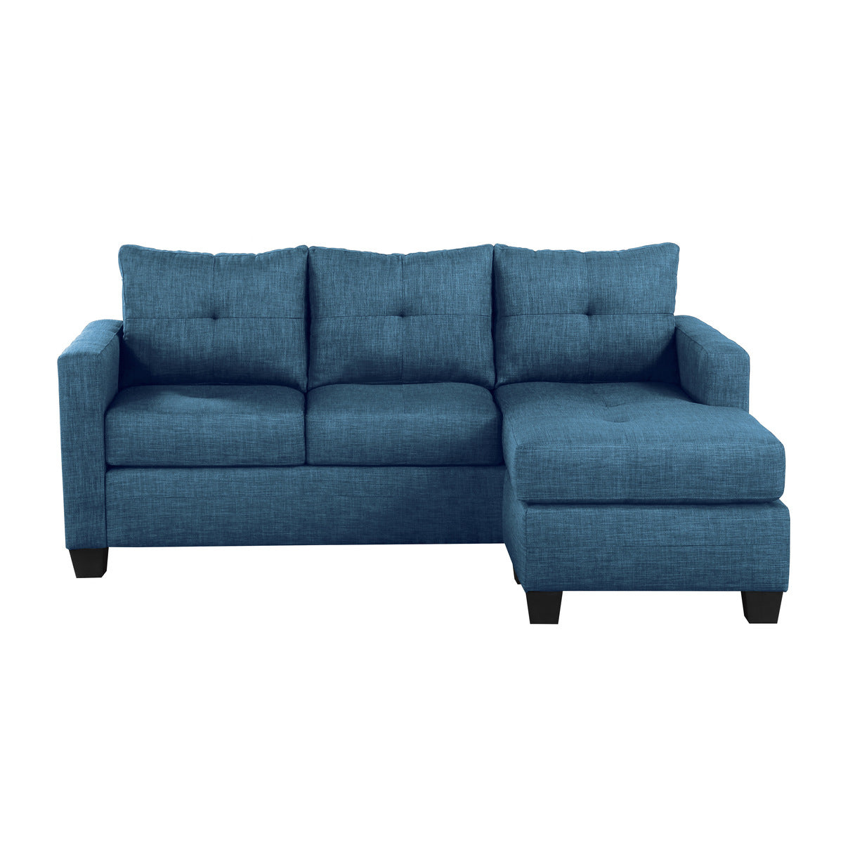 Reversible Blue Sofa Chaise Lounge with Textured Fabric & Faux Wood Legs - Perfect for Living Room, Bedroom, or Home Office Relaxation