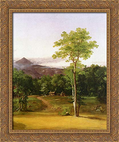 Thomas Cole 'Cabin In The Woods' 20x24 Gold Ornate Wood Framed Canvas Art - North Conway New Hampshire Landscape Painting for Living Room & Office Wall Decor