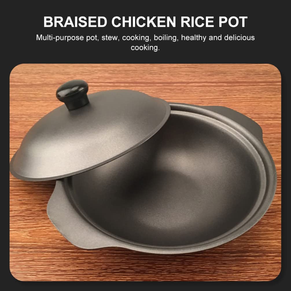 1pc Yellow Clay Casserole Pot for Braised Chicken & Rice - Traditional Stewed Chicken Rice Cooking Utensil - Perfect for Home Cooking, Asian Cuisine & Family Meals