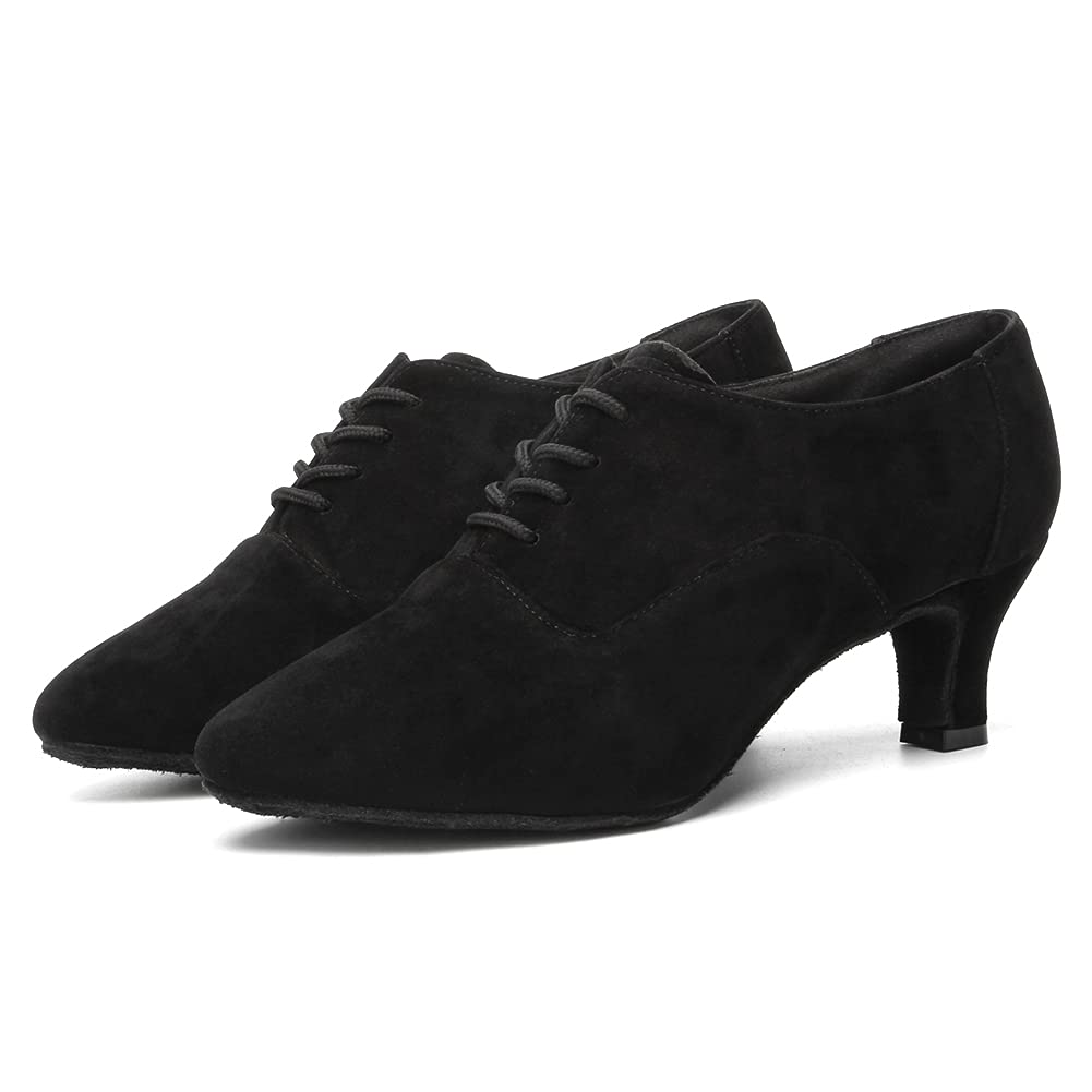 DKZSYIM Women's Lace-up Closed Toe Ballroom Dance Shoes - Latin, Modern, Salsa Practice & Teaching Shoes Model ZYX305 for Professional Dance Performances