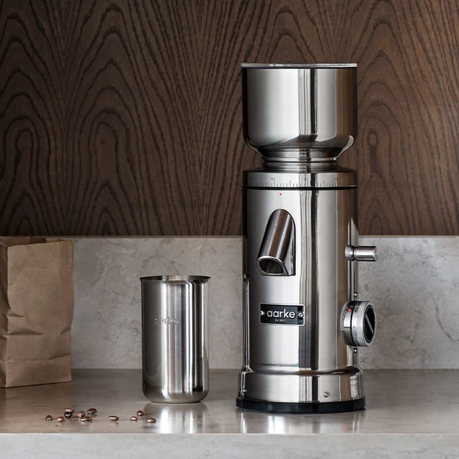 Premium Aarke Flat Burr Coffee Grinder - Stainless Steel Electric Coffee Bean Grinder for Espresso, French Press & Drip Coffee - Perfect for Home Baristas & Coffee Enthusiasts