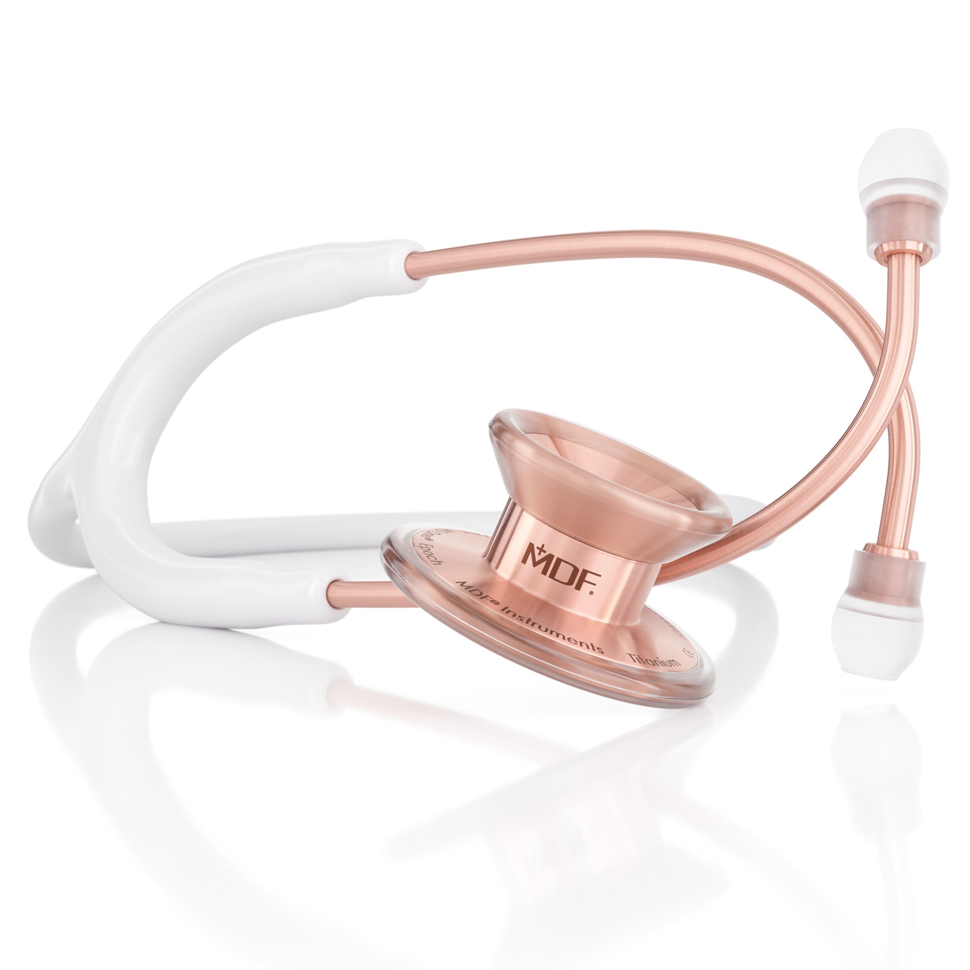 MD One® Epoch® Titanium Adult Stethoscope - White & Rose Gold | Premium Medical Equipment for Doctors, Nurses & Healthcare Professionals | Ideal for Clinical Use, Patient Examinations & Emergency Care