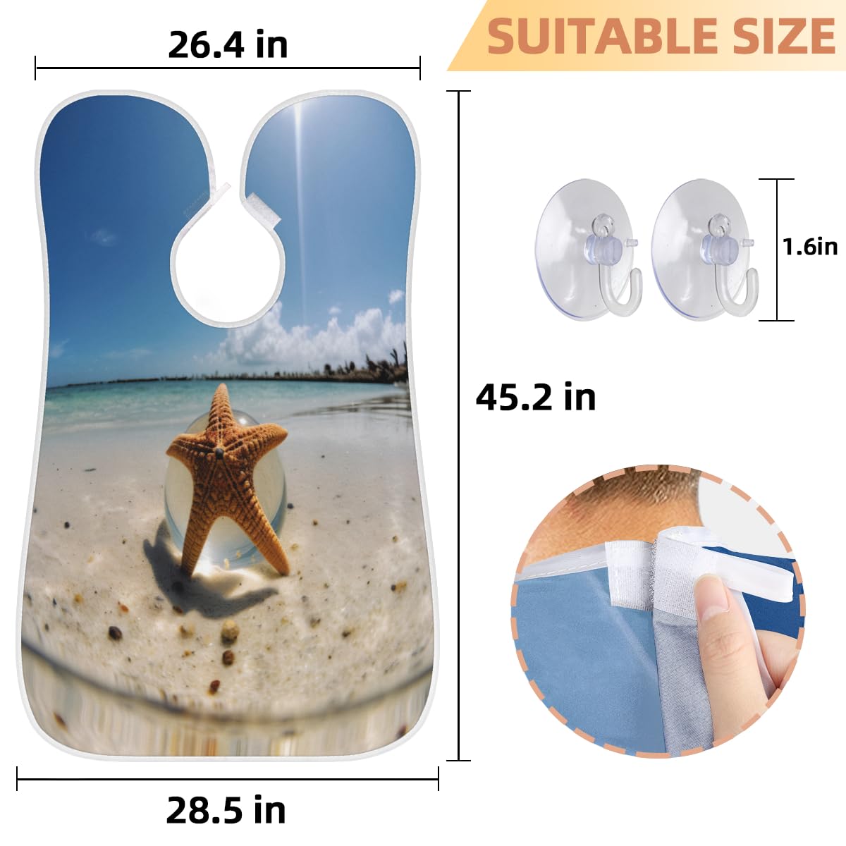 Starfish Beach Summer Beard Shaving Bib for Men & Women - Waterproof Hair Dye Apron, Makeup Cape & Barber Accessories - Sink Hair Catcher for Beard Trimming & Haircut - Perfect Salon Tool & Gift for Barbers & Stylists (Great for Home Haircuts, Salon Use & DIY Beauty Treatments)