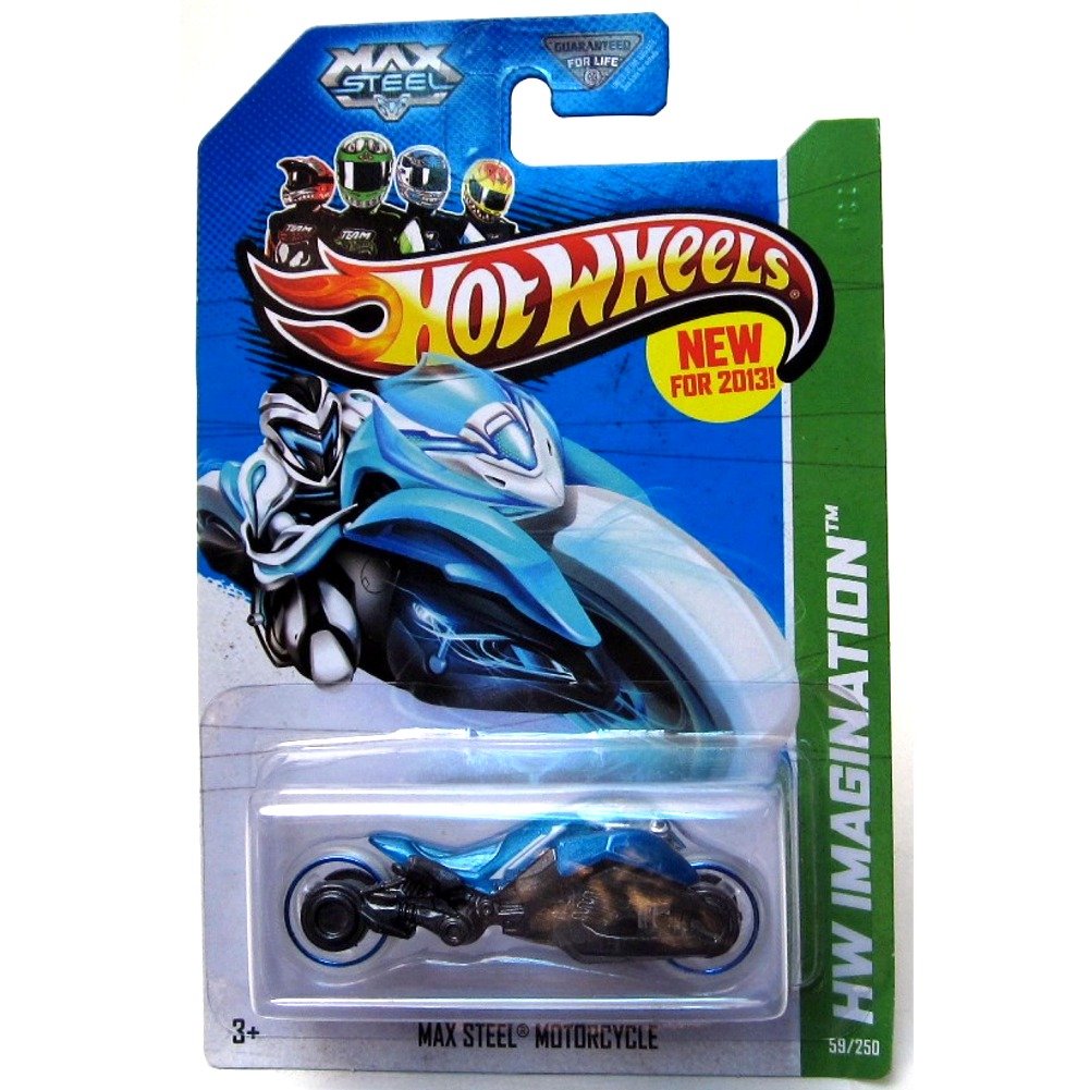 2013 Hot Wheels HW Imagination Max Steel Motorcycle Toy - Blue - Die-Cast Collectible for Kids & Adults - Perfect for Birthday Gifts, Christmas Stocking Stuffers & Holiday Presents - Great for Playtime, Display & Action Figure Scenes