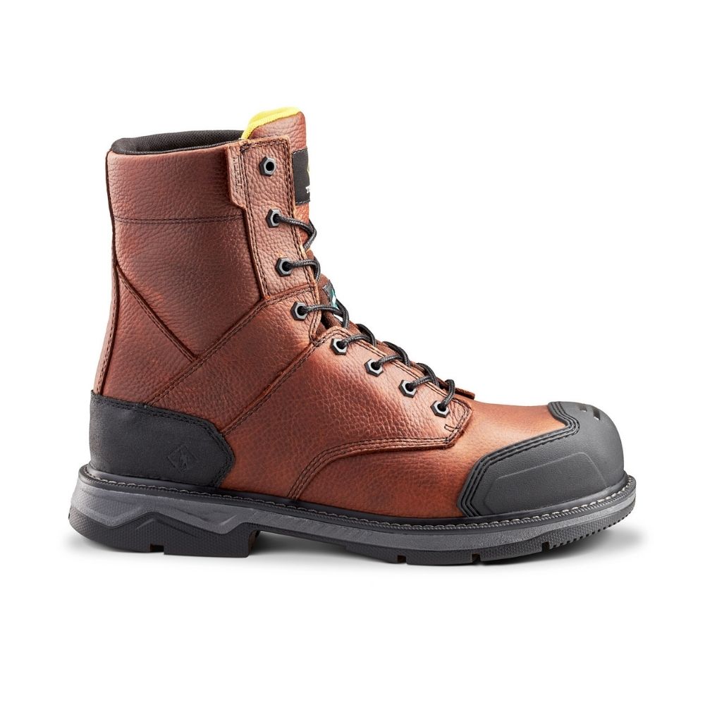 Terra Patton TR0A4NS5BRN Unisex Steel Toe Work Boots - CSA Certified Safety Shoes for Construction & Industrial Work - Durable Brown Leather Work Boots for Men & Women