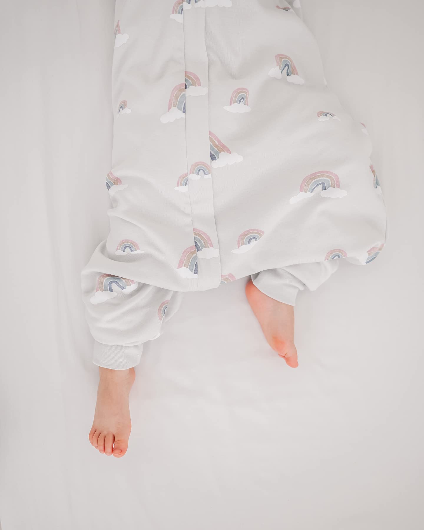 Woolino 4 Season Baby Sleep Sack with Feet - Merino Wool & Organic Cotton Toddler Sleeping Bag for 18-36 Months (Rainbow) | Perfect for Nursery, Daycare & Travel