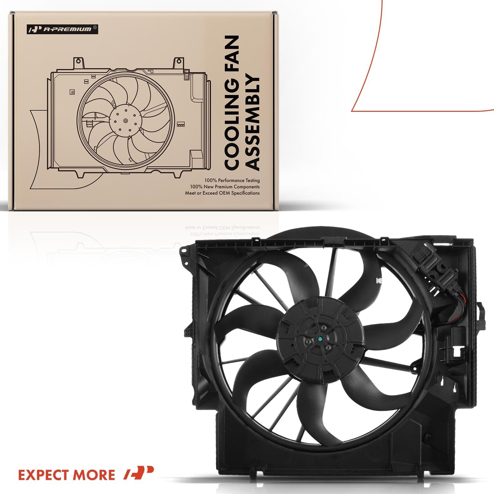 Premium Brushless Motor Engine Radiator Cooling Fan Assembly for BMW 335i 335i xDrive 335is 335xi X1 135i Z4 (2007-2015) - High Performance Replacement Part for Engine Cooling System | Perfect for Summer Driving, Track Days & Heavy Traffic Conditions