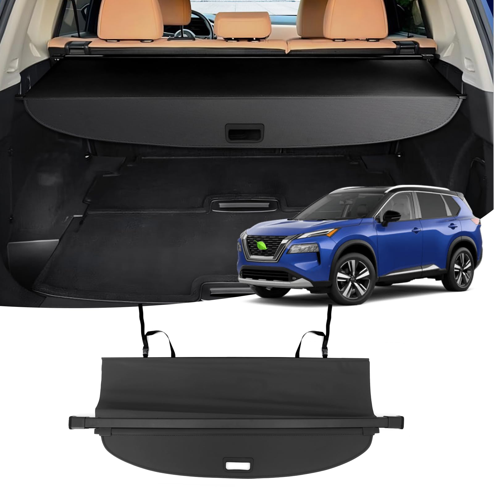 2021-2025 Nissan Rogue Cargo Cover - Retractable Trunk Shade Accessory | No Gap Design for Perfect Fit | Protects Luggage from Sun & Dust | Ideal for Road Trips, Grocery Hauling & Daily Commutes (Excludes Rogue Sport)