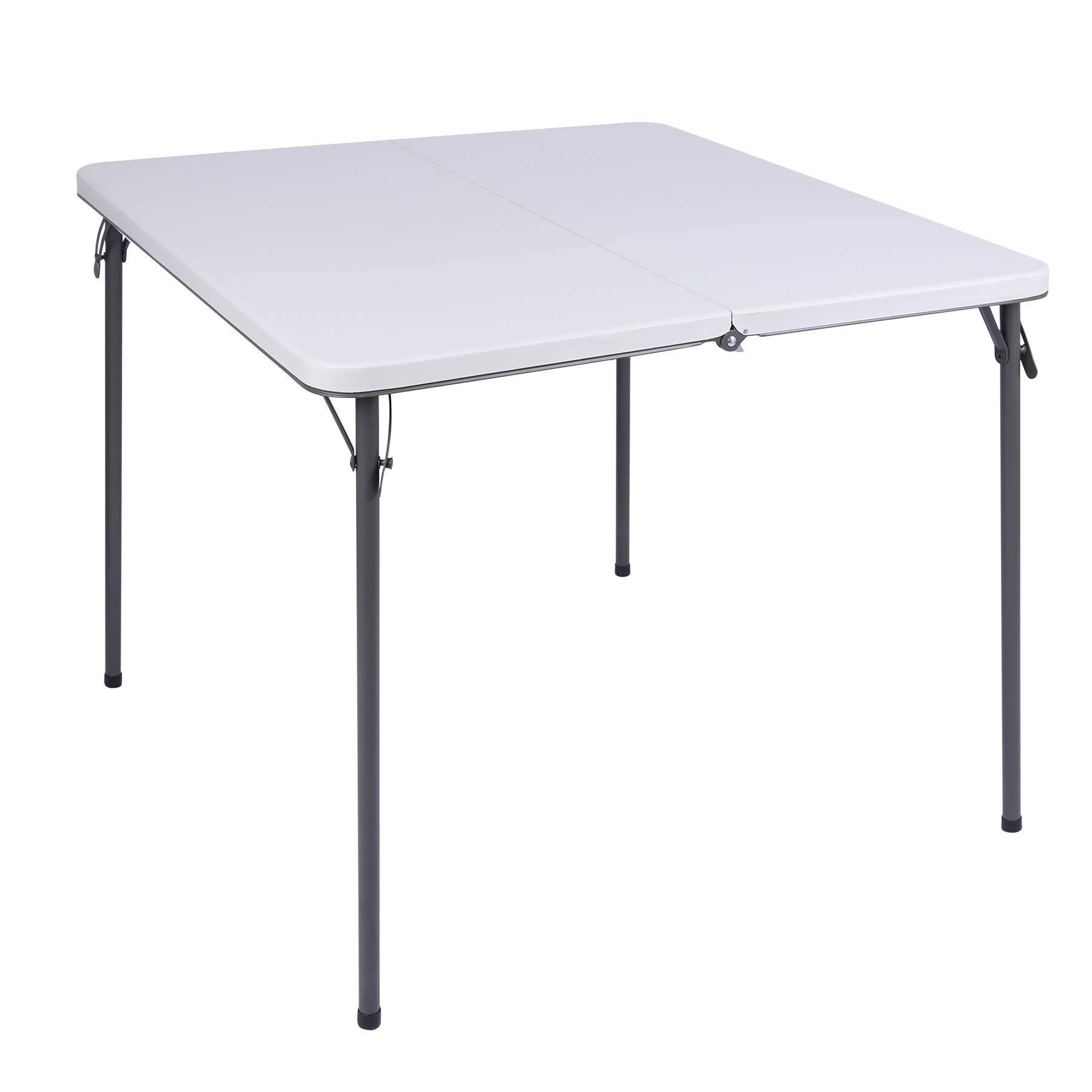 REDCAMP 34 Inch Square Folding Card Table with Durable Resin Top - Portable Half-Fold Design with Collapsible Legs - Perfect for Indoor & Outdoor Game Nights, Parties, Camping and Picnics - White
