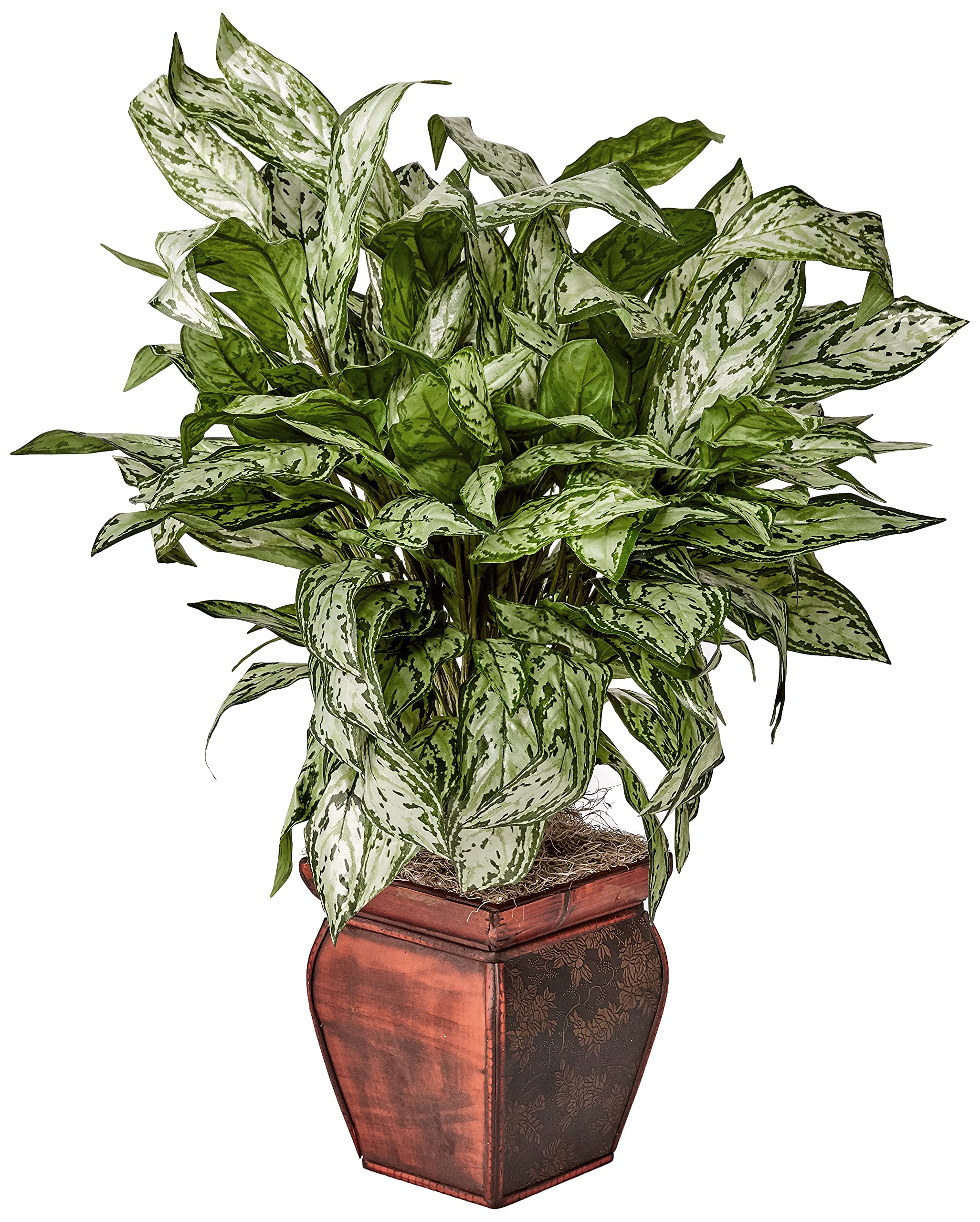 Nearly Natural Silver Queen Artificial Silk Plant in Decorative Planter - Perfect for Home Office Decor, Living Room Centerpiece & Housewarming Gift