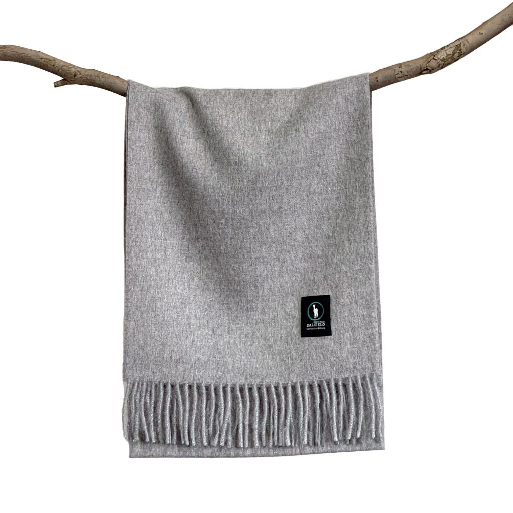 DALCIELO Premium Baby Alpaca Wool Scarf - Soft & Warm Light Grey Winter Accessory for Women & Men | Perfect for Cold Weather, Outdoor Activities & Gift Giving