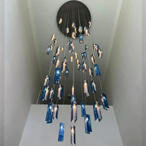 1/25/60/84 Light Colorful Rectangle Cluster Glass Tile Pendant Chandelier - Modern Art Design for Dining Room, Living Room & Bedroom Lighting