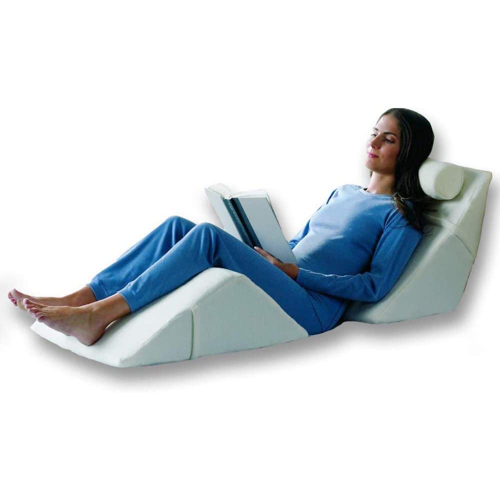 Back Support System - 3 Piece Orthopedic Body Pillow Set with Leg Wedge, Back Wedge & Neck Roll (Extra Wide) for Pain Relief - Perfect for Sleeping, Post-Surgery Recovery & Office Chair Support