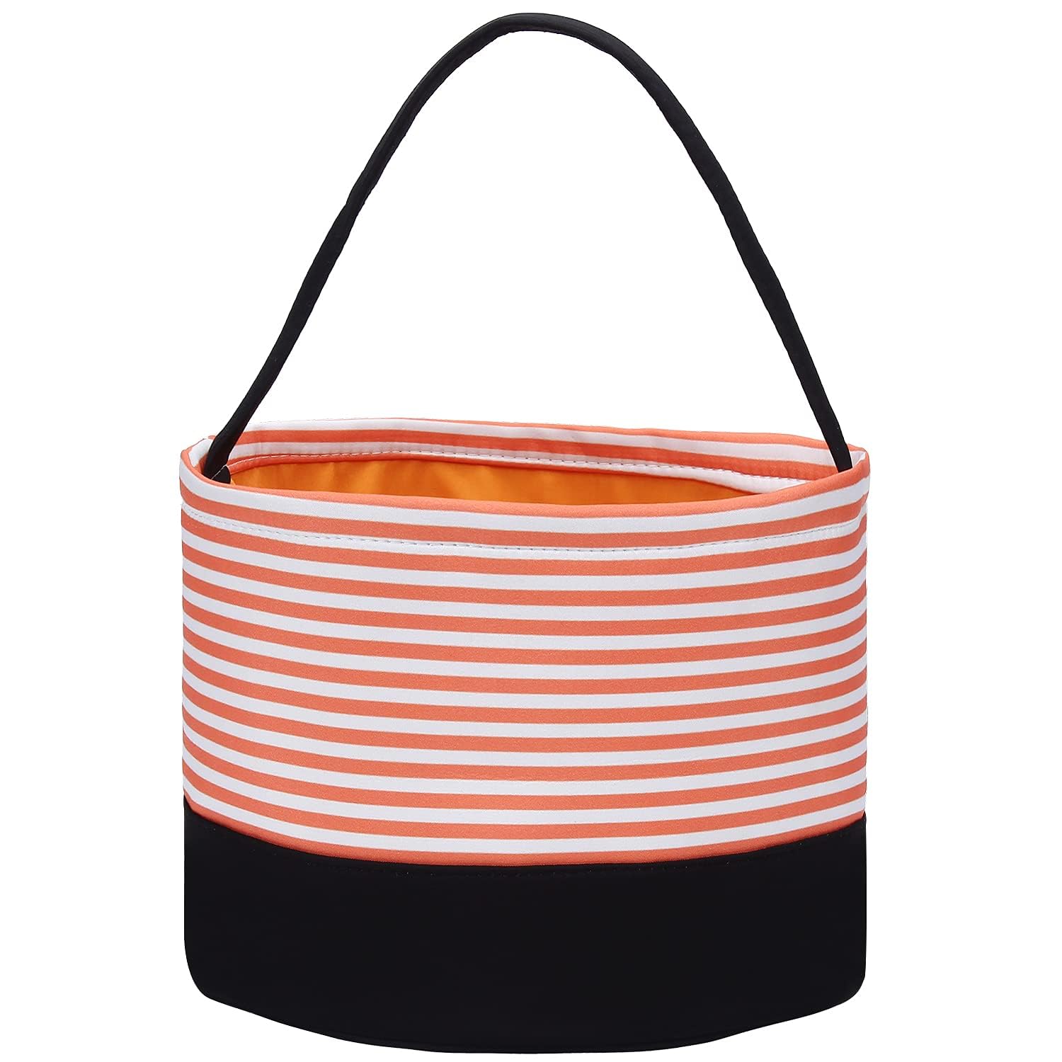 Halloween Candy Basket - Trick or Treat Bags for Kids, Fabric Candy Buckets with Handle, Halloween Party Supplies & Decorations (Orange Stripe) - Perfect for Trick-or-Treating, Halloween Parties & Gift Giving