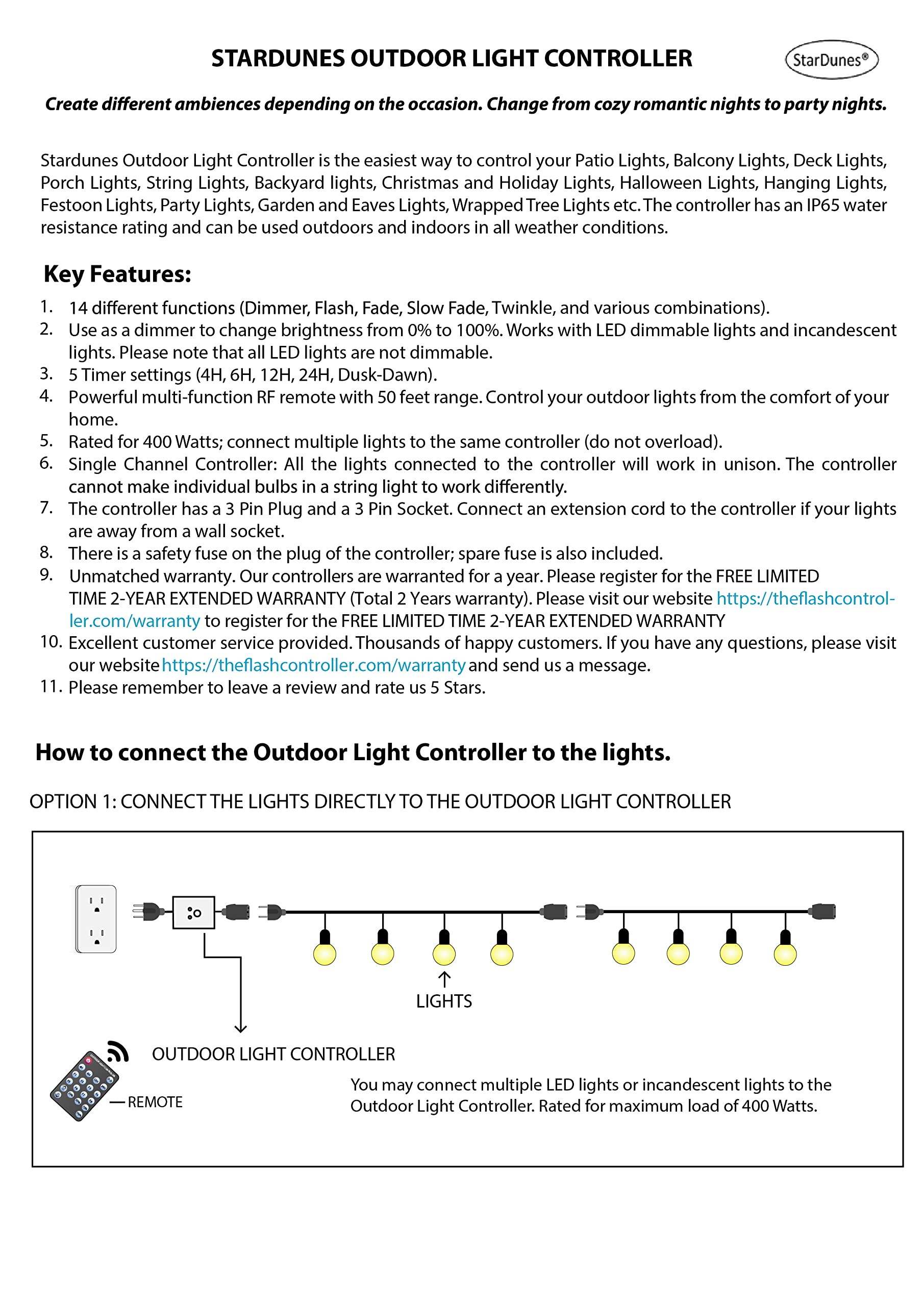 Commercial Grade Outdoor Light Controller for Patio, Yard, Holiday & Party Lights - Perfect for Christmas Decorations, Garden Lighting & Backyard Events