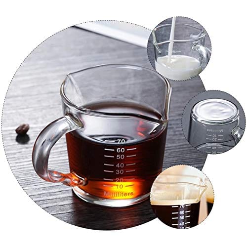 70ml Mini Glass Measuring Cup with Handle - 2 oz Shot Glass, Espresso Jugs, Graduated Beaker for Cocktails, Coffee, Milk & Spirits | Perfect for Bar, Party, Wine Mixing & Home Kitchen Use