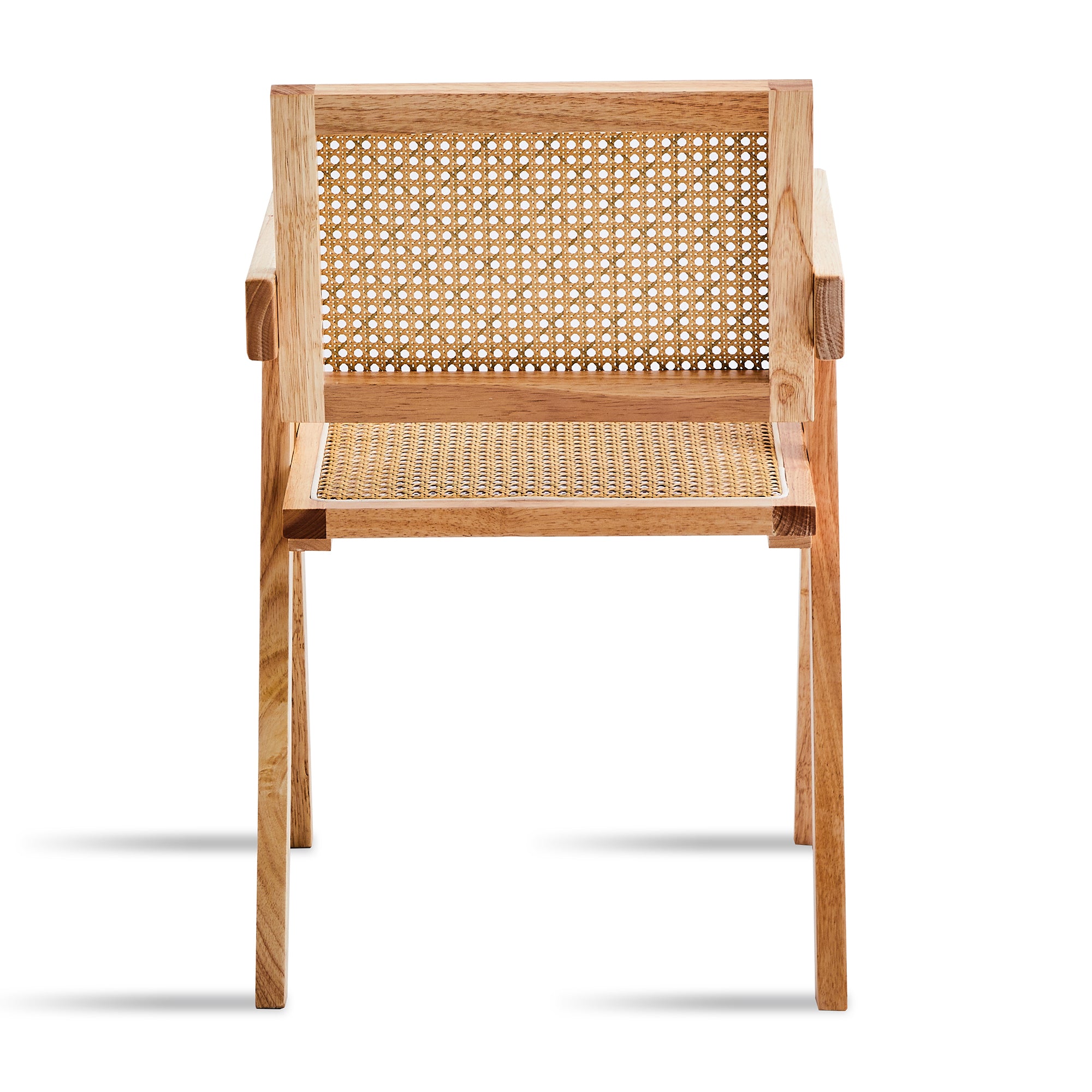 Solid Wood Dining Chairs with Armrests - Natural Rubber Wood & Rattan Woven Design for Kitchen, Dining Room, or Outdoor Patio