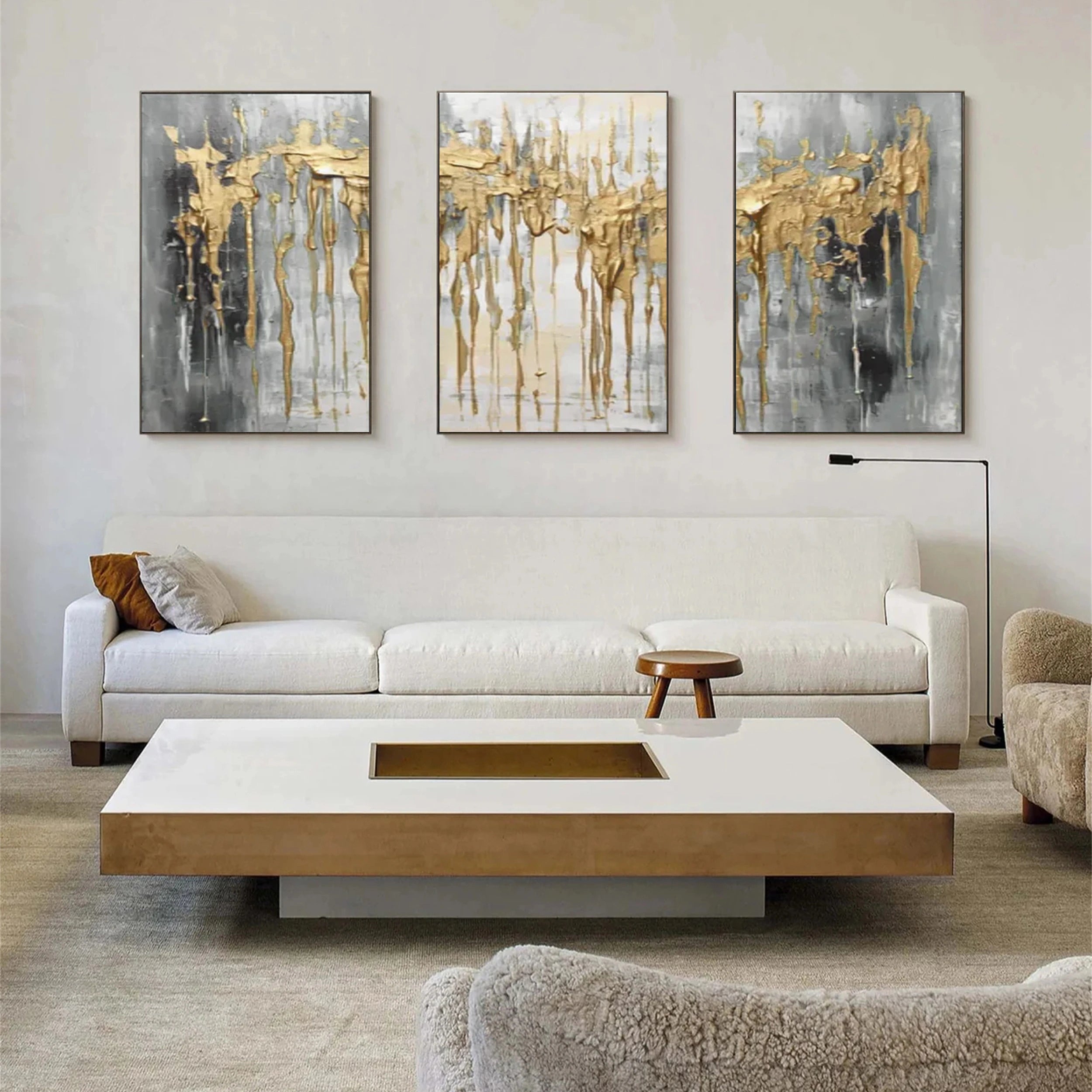Abstract Painting Set of 3 - Modern Wall Art Canvas Prints #AB136 - Perfect for Living Room, Bedroom & Office Decor