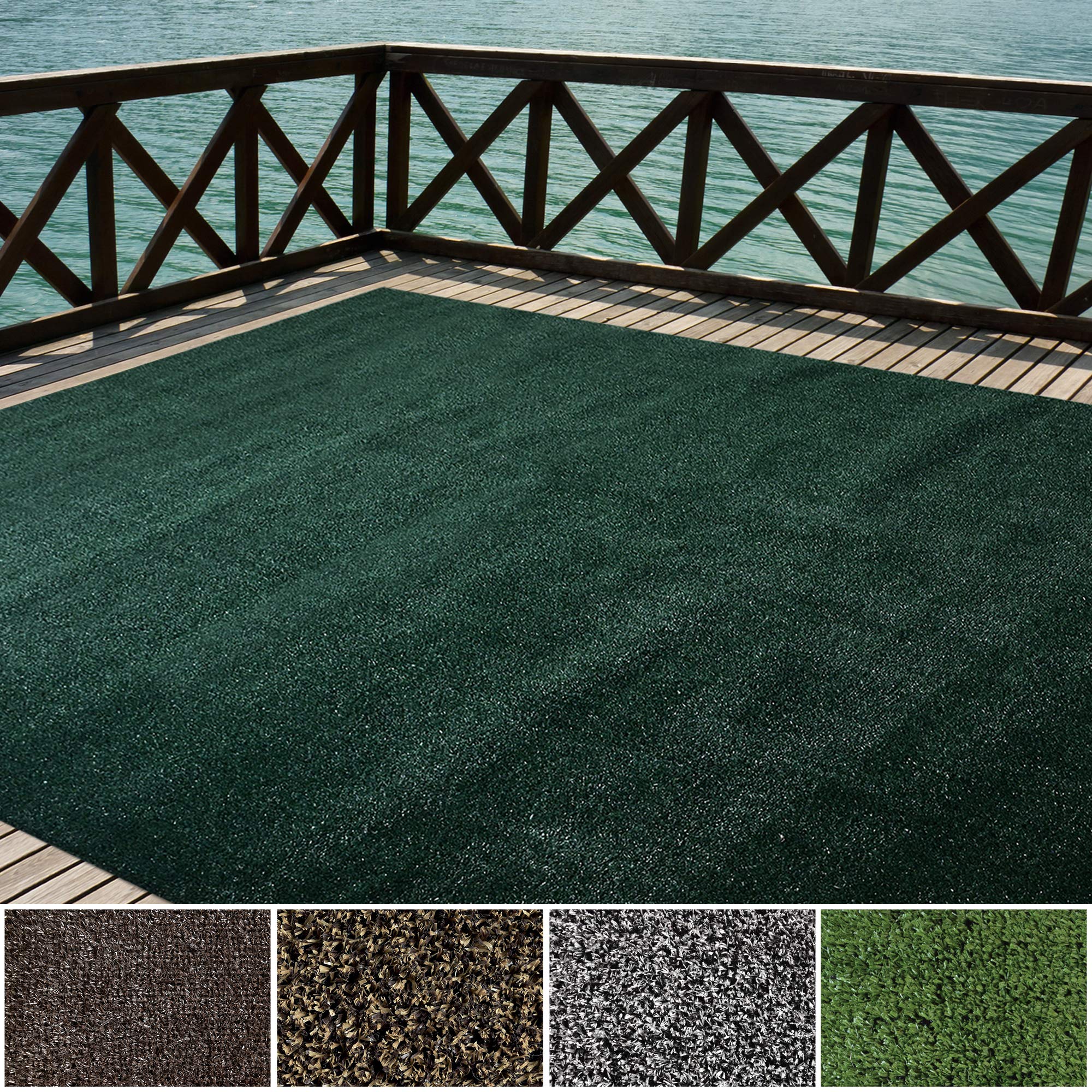 Premium 6'X11' Low Pile Artificial Grass Rug - Indoor/Outdoor Turf Carpet with Bound Edges | Emerald Green Landscape Mat for Patio, Deck & Play Area | Multiple Sizes Available