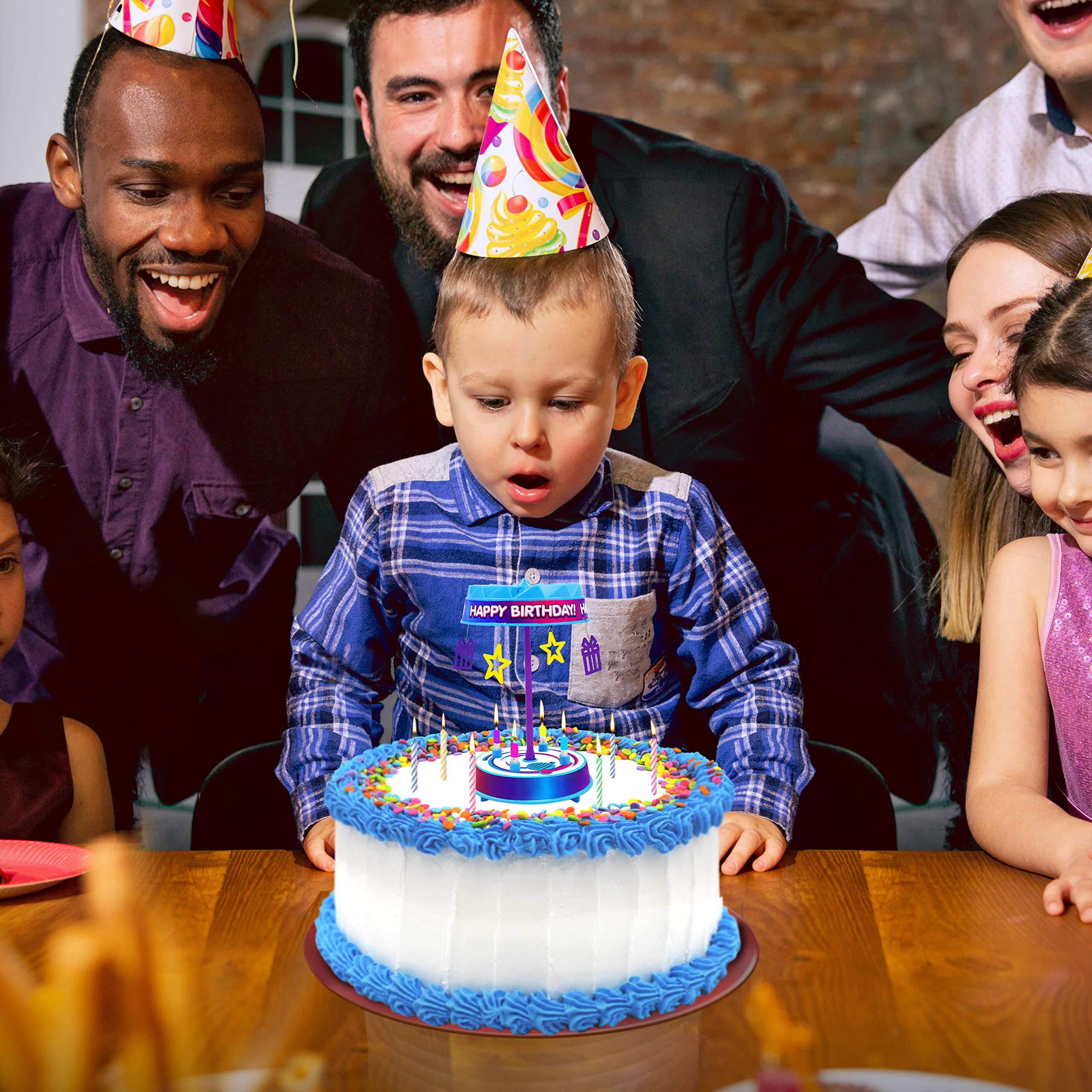 Spincredible Candle - Singing Spinning Cake Topper with Birthday Candle Air Cannon | Safe & Fun Way to Blow Out Candles | Perfect for Birthday Parties, Celebrations & Surprise Moments