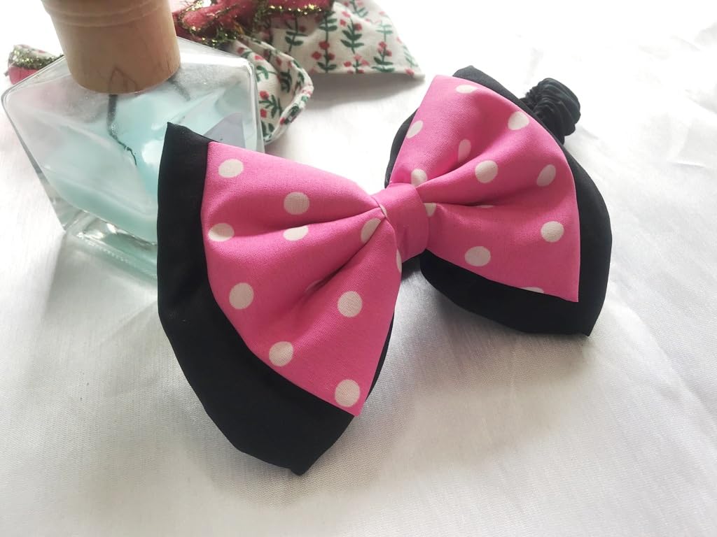 Pink Polka Dot Mouse Ears Hair Clips with Alligator Clips - Cute Hair Accessories for Disney Theme Parks, Costume Parties & Everyday Wear - M12