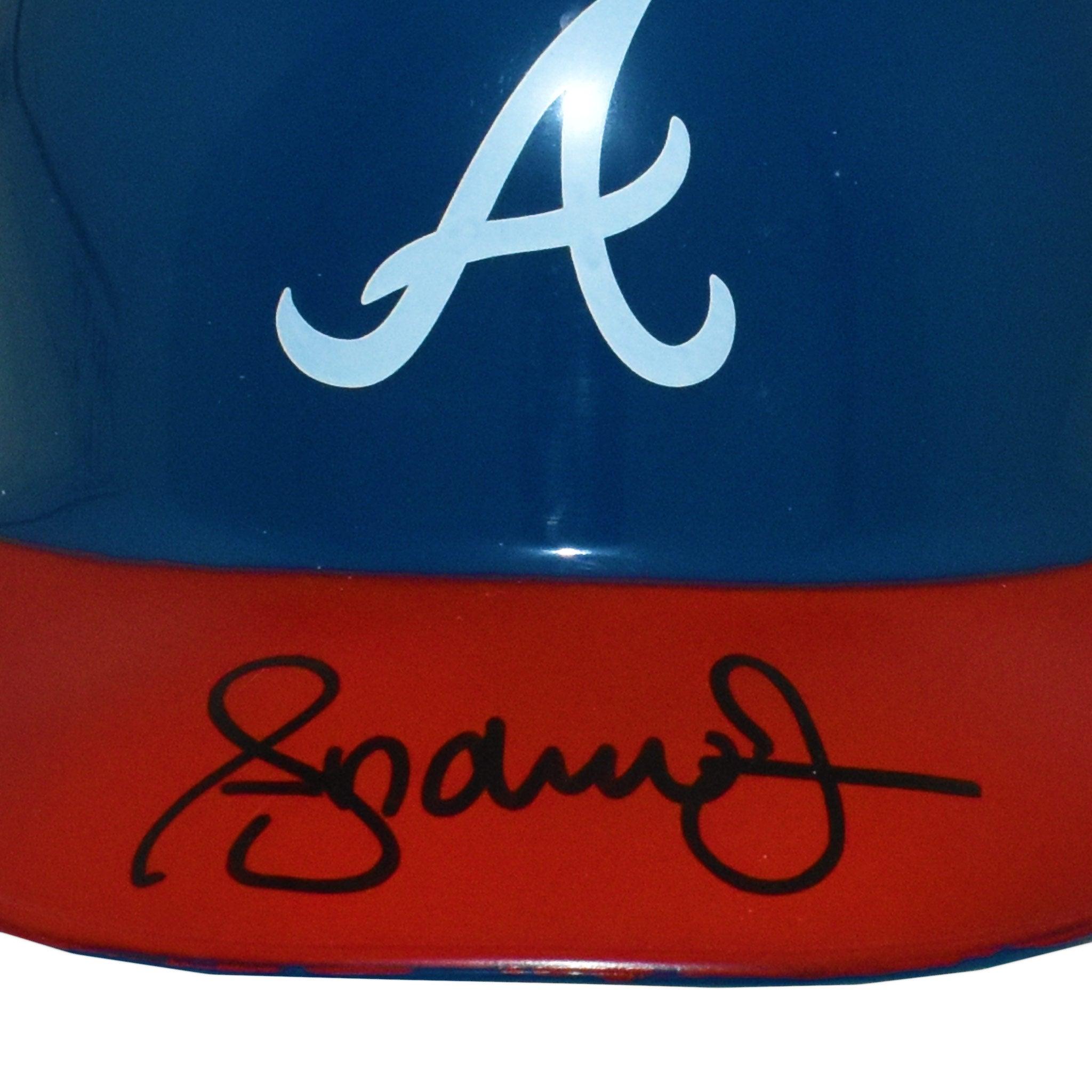 Andruw Jones Autographed Atlanta Braves Mini Replica Batting Helmet with JSA Certificate - Perfect for Baseball Memorabilia Collectors and Braves Fans Display
