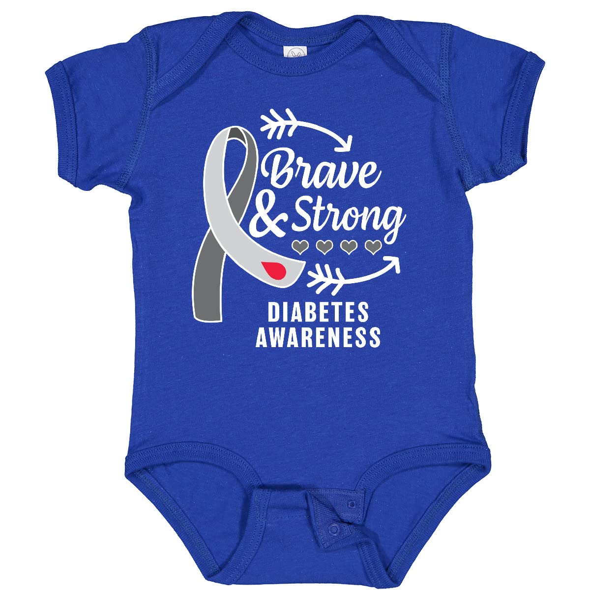 Inktastic Diabetes Awareness Brave and Strong Baby Bodysuit - Cute Infant Onesie for Diabetes Support & Awareness - Perfect for Fundraisers, Daily Wear & Special Events