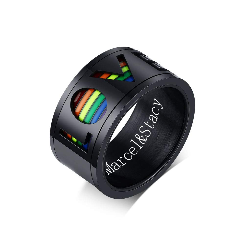VNOX LGBTQ+ Pride Rainbow Spinner Ring - Anxiety Relief Fidget Ring for Stress & Focus - Friendship, Wedding & Parade Jewelry for Gay, Lesbian & LGBT Community - Perfect for Everyday Wear & Special Occasions