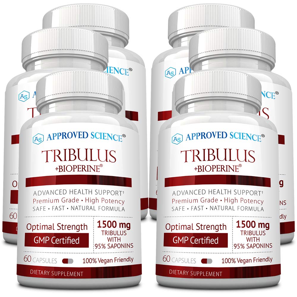 Approved Science Tribulus Terrestris 360 Capsules - 95% Furostanol Saponins with Bioperine - Natural Testosterone Booster for Men - Supports Muscle Growth, Athletic Performance & Recovery - Vegan Supplement - 6 Bottle Value Pack - Ideal for Bodybuilding, Workout Recovery & Men's Health
