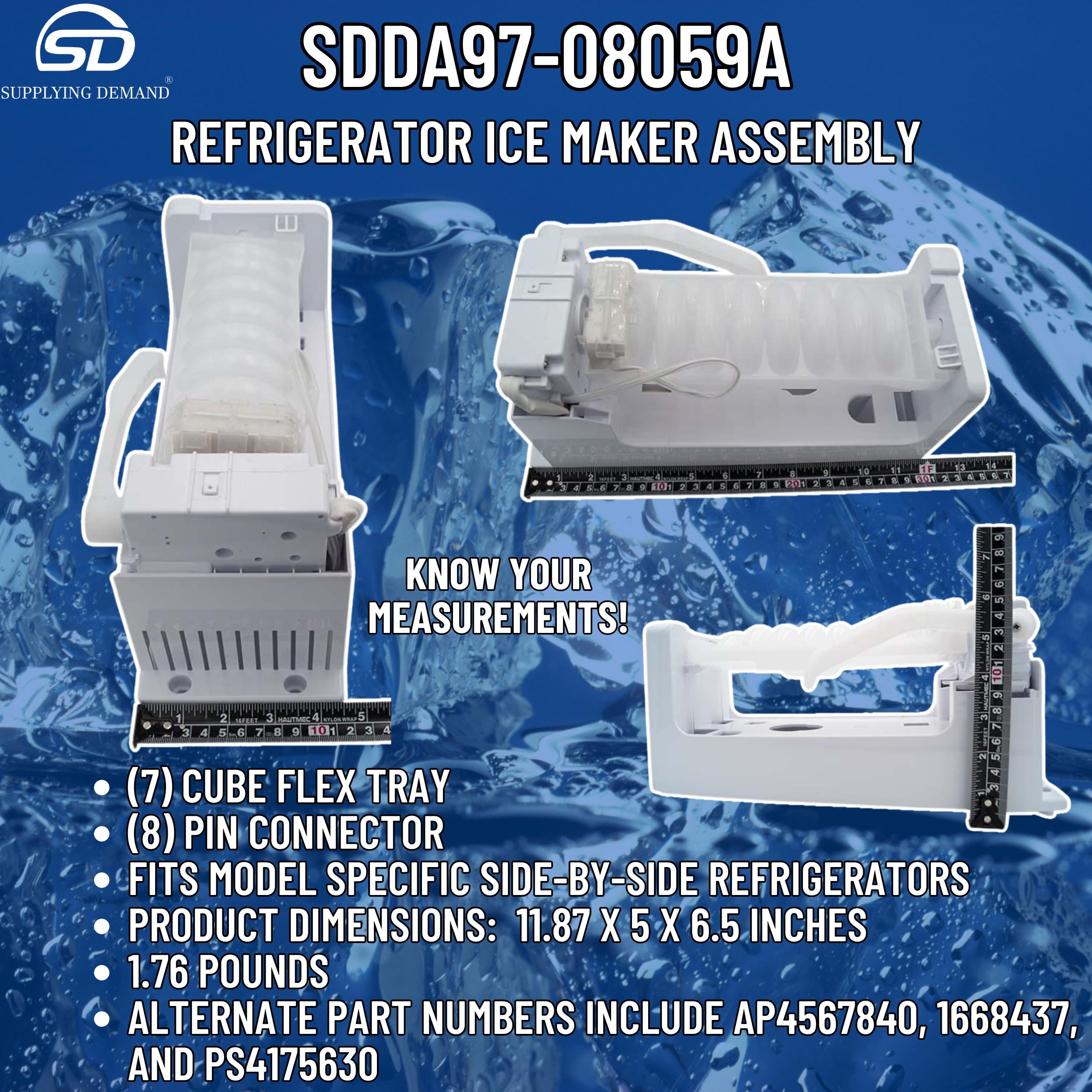 DA97-08059A Refrigerator Ice Maker Assembly Replacement - Compatible with Samsung Refrigerators - Perfect for Kitchen Appliance Repair & Home Maintenance
