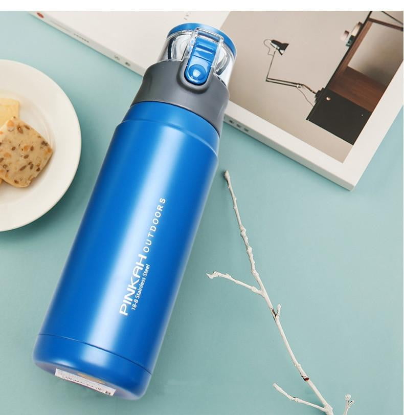 PINKAH 650ML Stainless Steel Vacuum Insulated Thermo Mug - Leak Proof Sport Style Outdoor Water Bottle for Hiking, Camping & Gym - Keeps Drinks Hot/Cold for 24 Hours