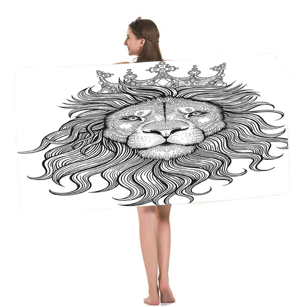 King Lion Beach Towels - Premium Sand Resistant Microfiber Towel for Adults (32x52 Inches) - Perfect for Hawaii Vacations, Poolside Lounging, Surfing, Spa Days, Beach Honeymoons & Swimming Training