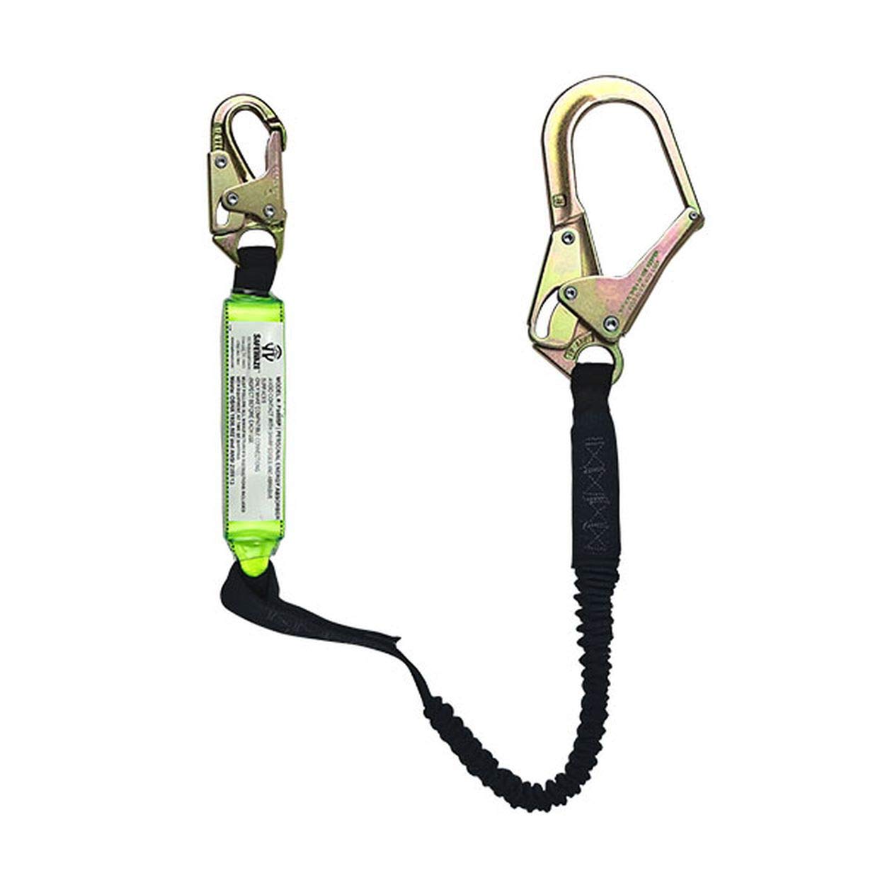 Safewaze FS575 High Profile Energy Absorbing Elastic Lanyard with Rebar & Snap Hook - Fall Protection Safety Gear for Construction, Roofing & Industrial Work