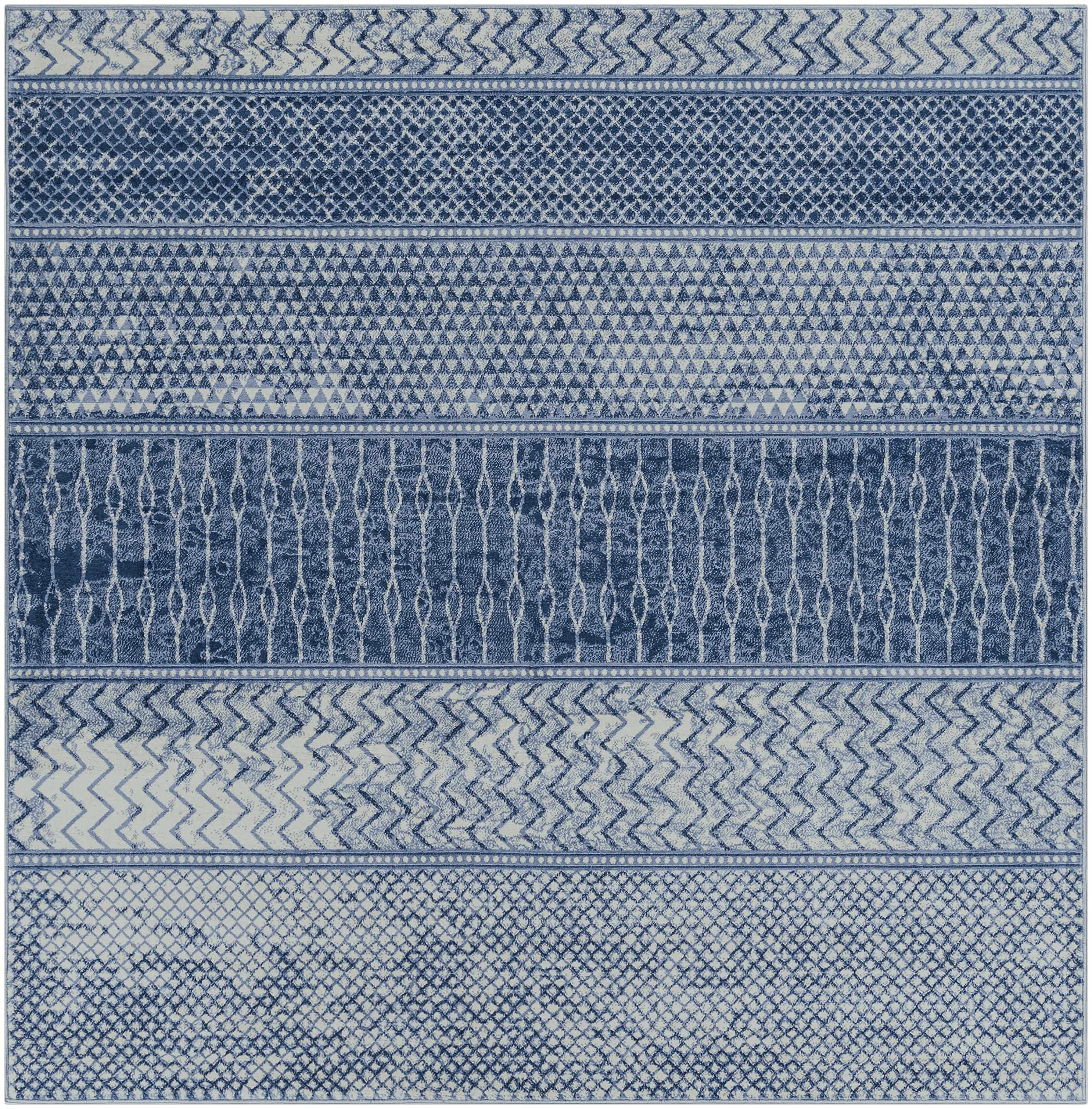 Modern Hauteloom Nampa Area Rug for Living Room & Bedroom - Blue & Ivory - 6'7