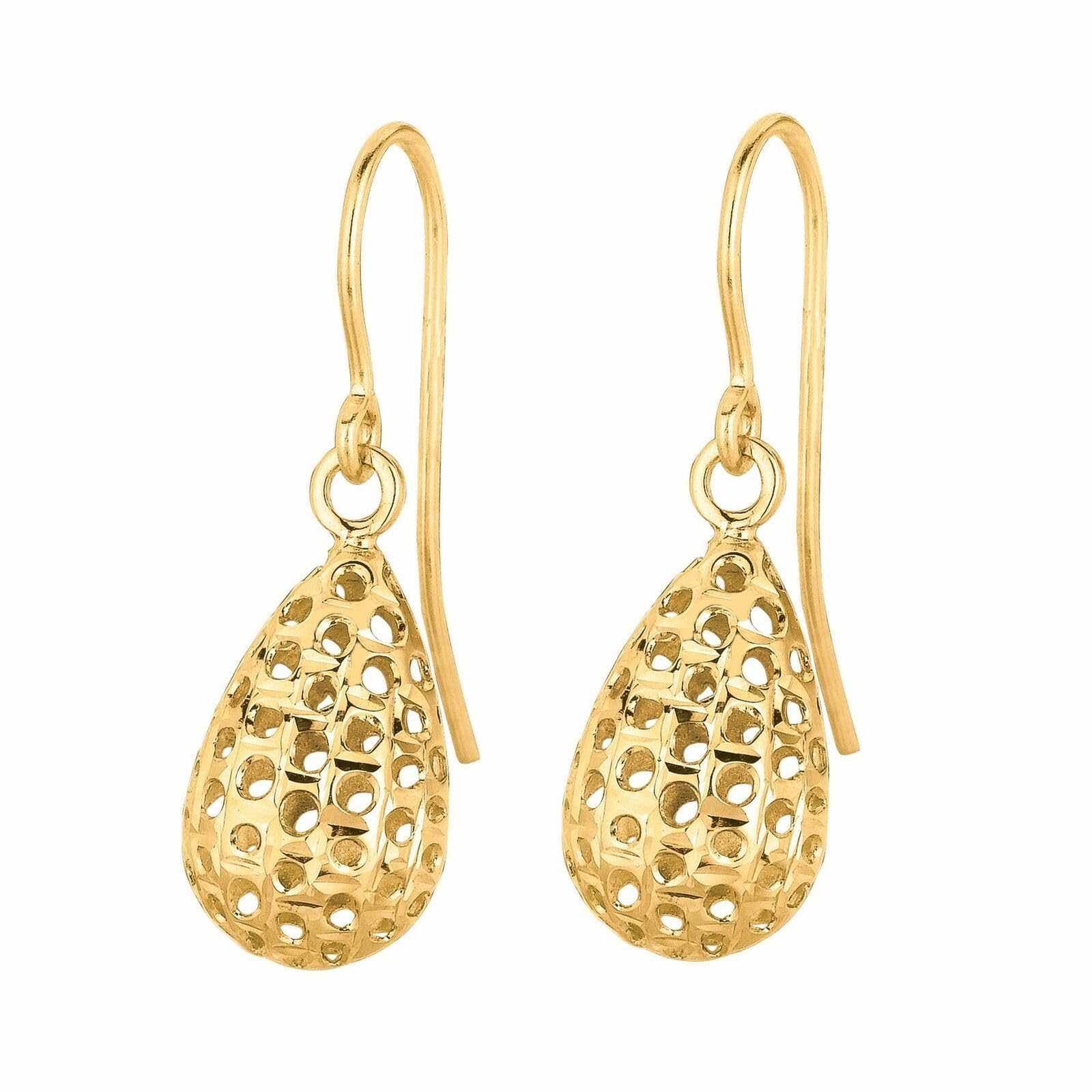 14K Yellow Gold Tear Drop Earrings for Women - Elegant Dangle Earrings for Wedding, Party & Special Occasions