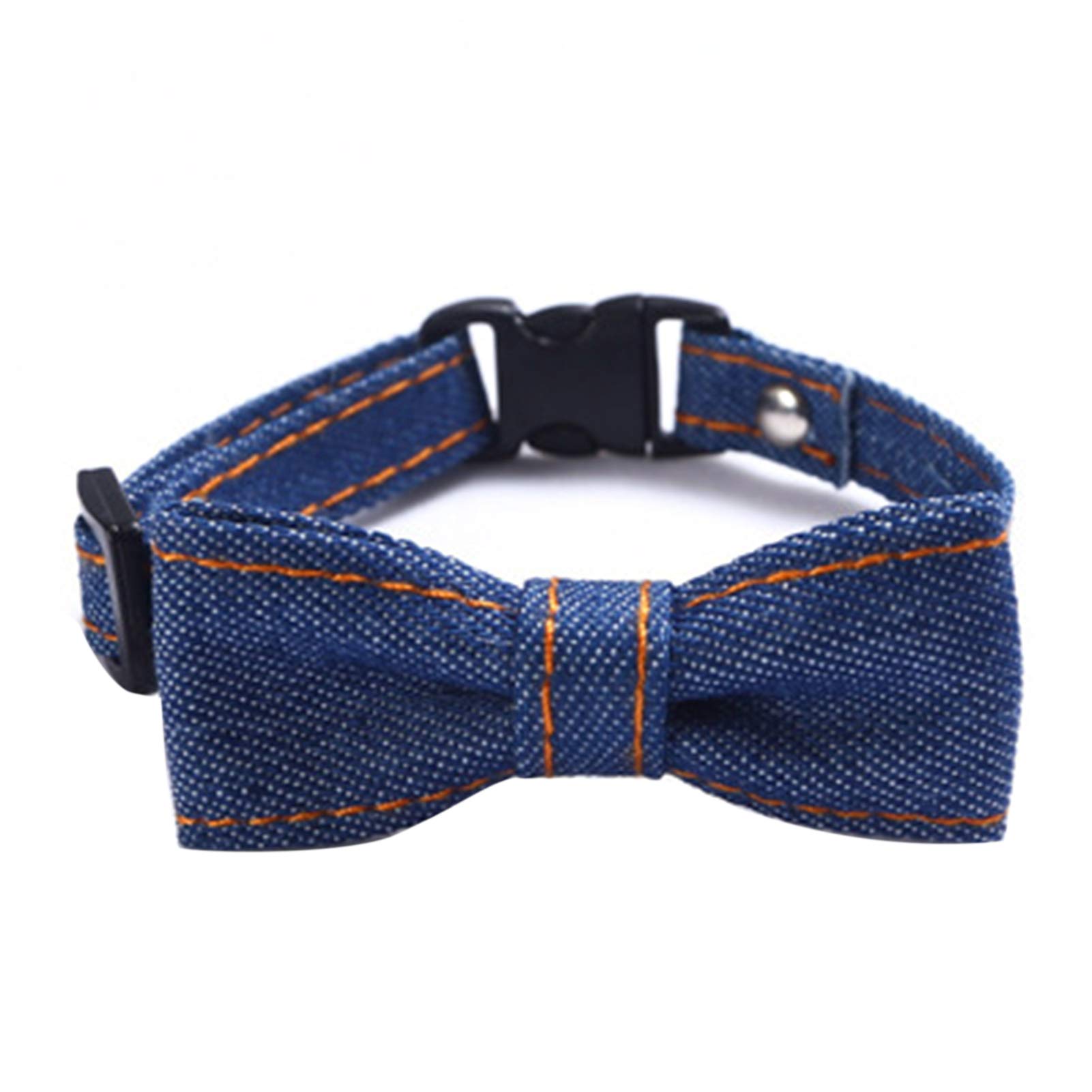 Heart Speaker Denim Bow Tie Dog Collar - Adjustable Buckle Closure Pet Necklace with Scarf - Stylish Dog Accessories for Small Medium Large Dogs - Perfect for Daily Walks, Parties & Photo Shoots